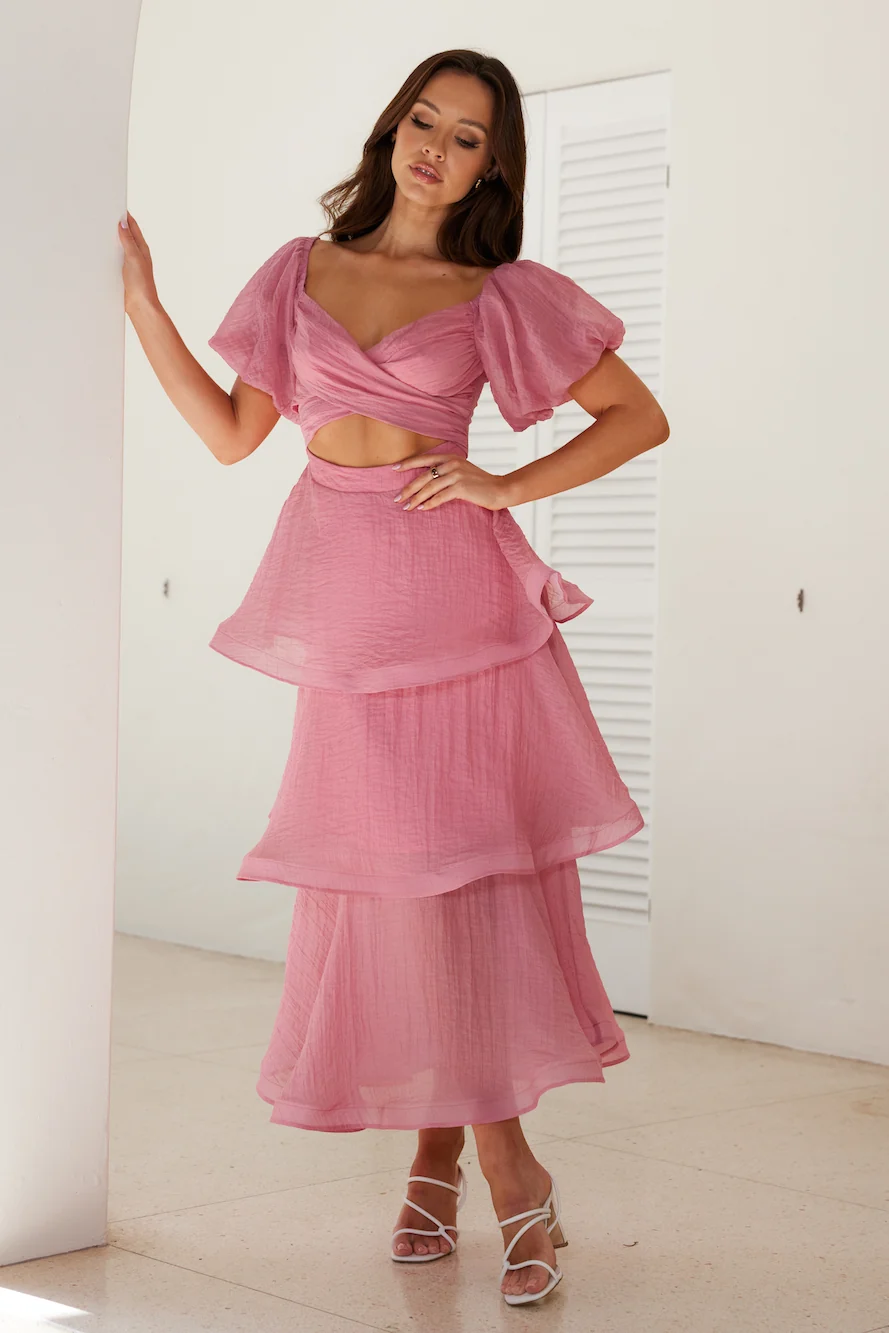 One Of A Kind Midi Dress Pink