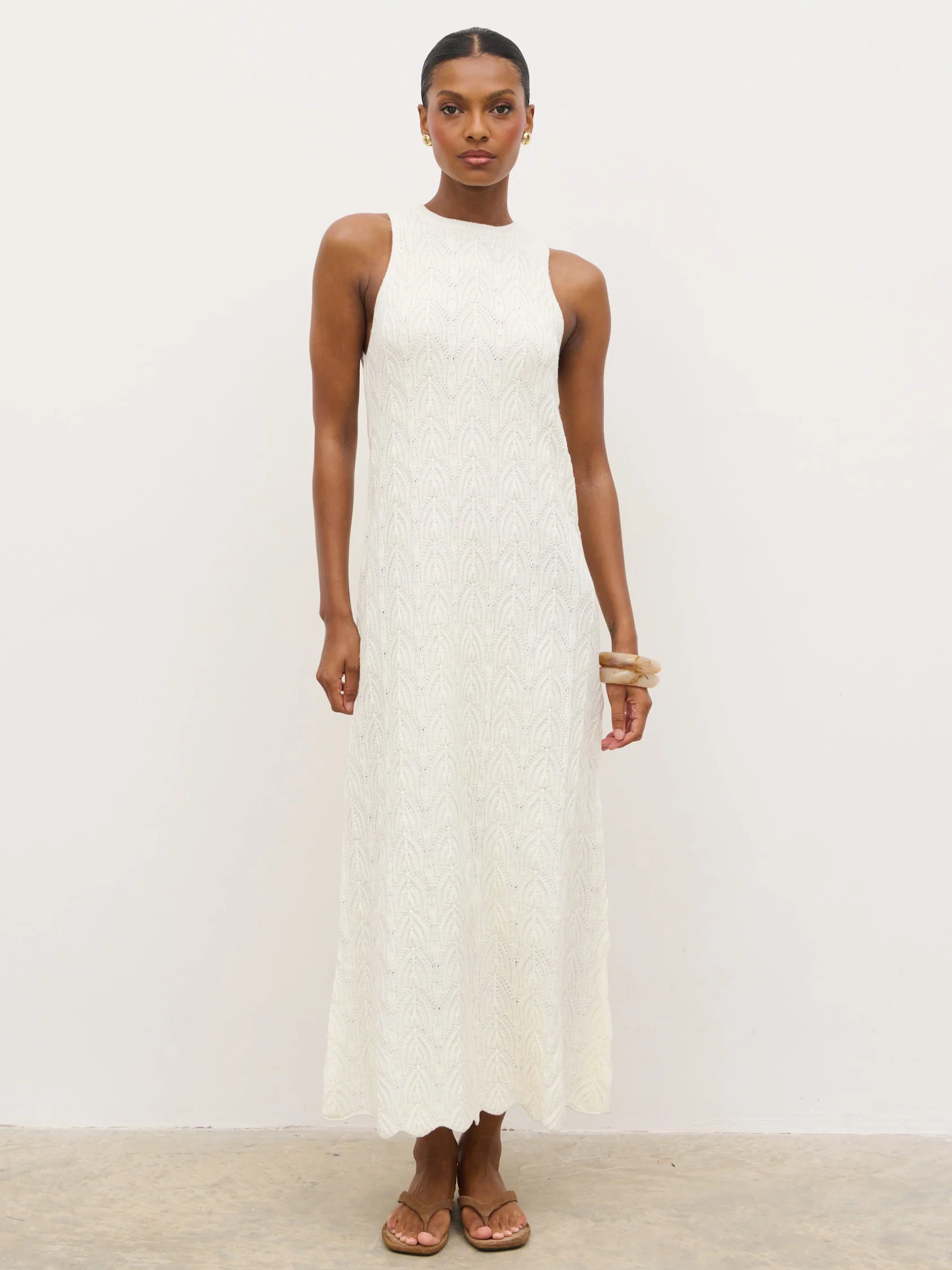 Cleo Rustic Knit Midaxi Dress - Cream