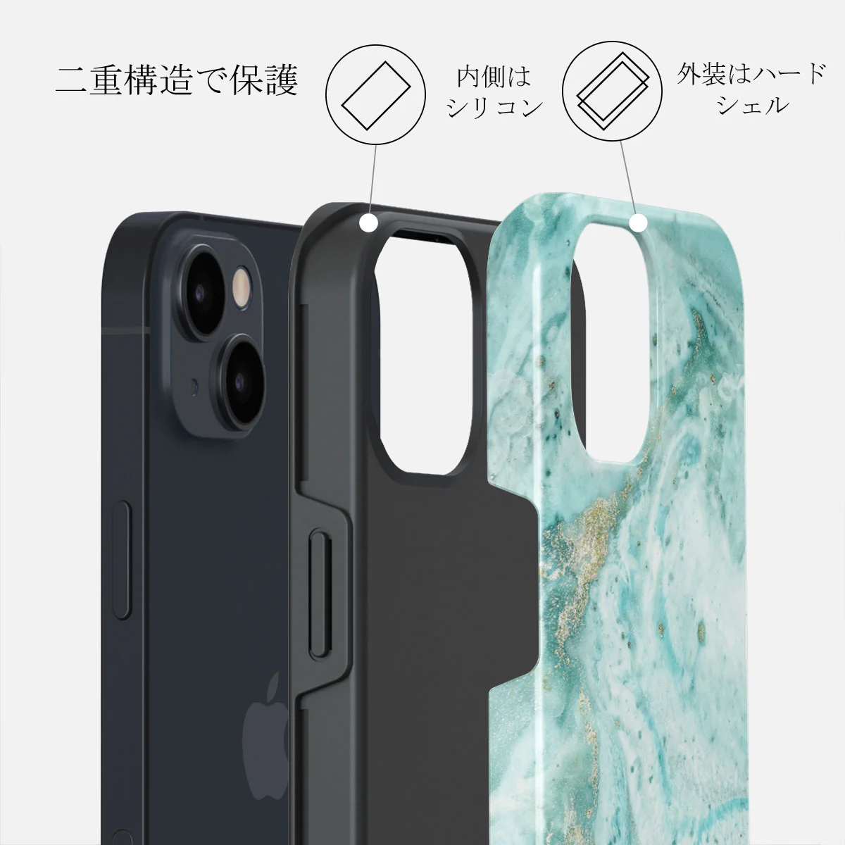 Uluwatu Waves - Teal iPhone 13 Mini ケース