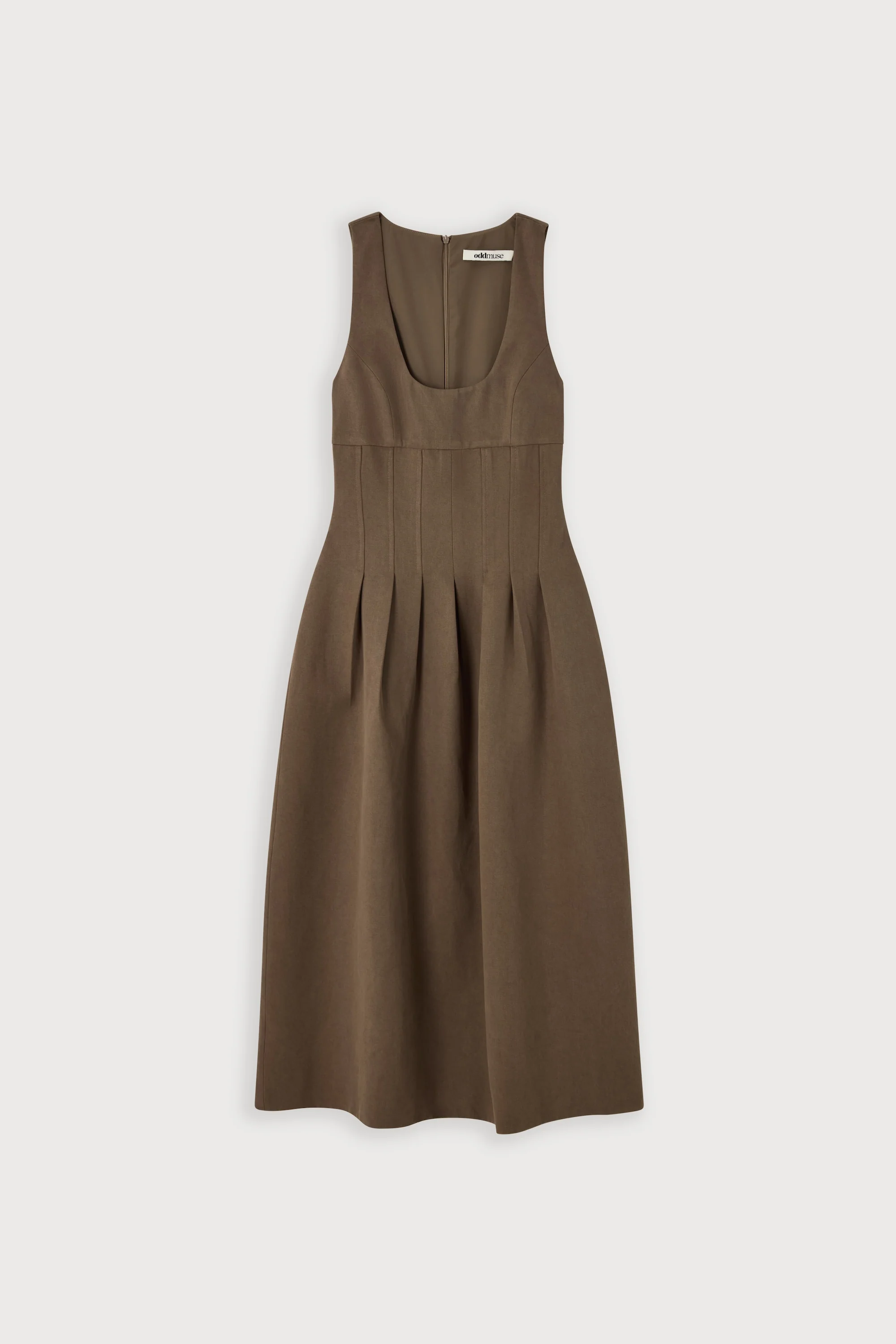 Cotton Mix Cinched Midi Dress