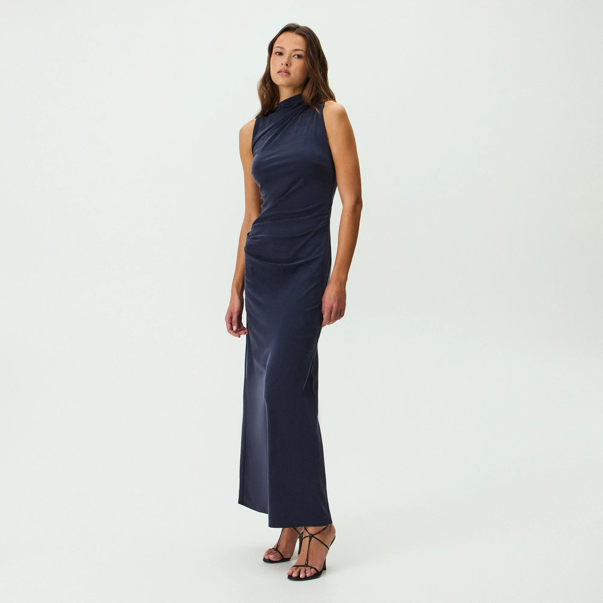 Kith Women Delphi Draped Sueded Gown - Black
