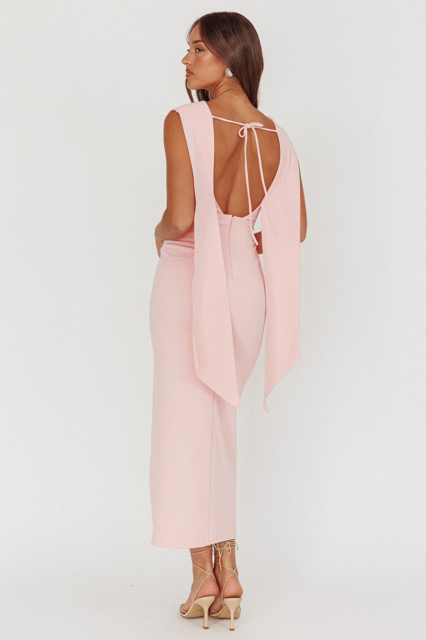 Looks Of Love Shoulder Sash Maxi Dress Pink
