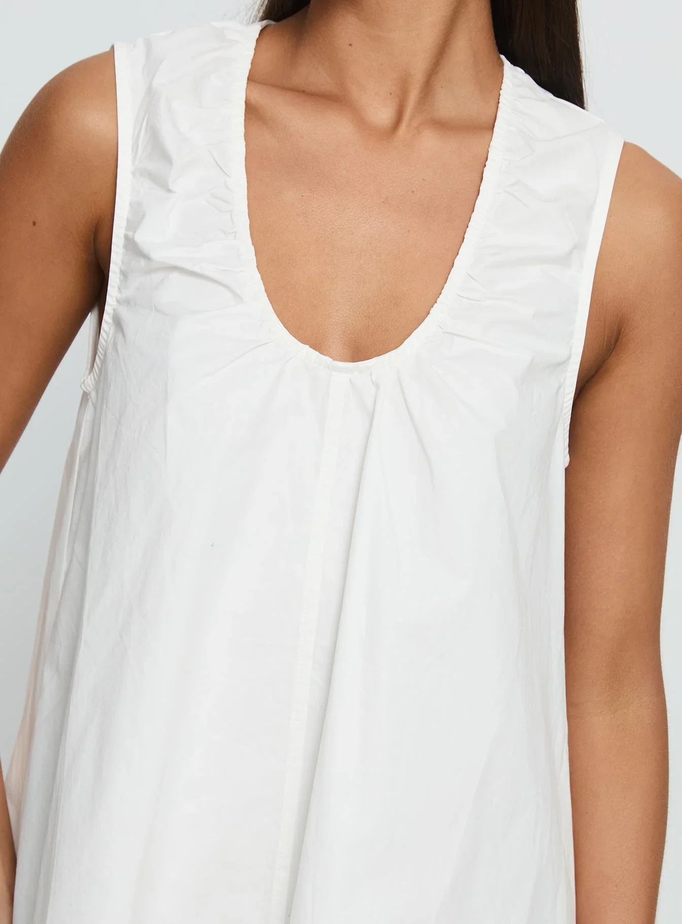 Eberta Ruched Baby Doll Mini Dress White - luluinthesky