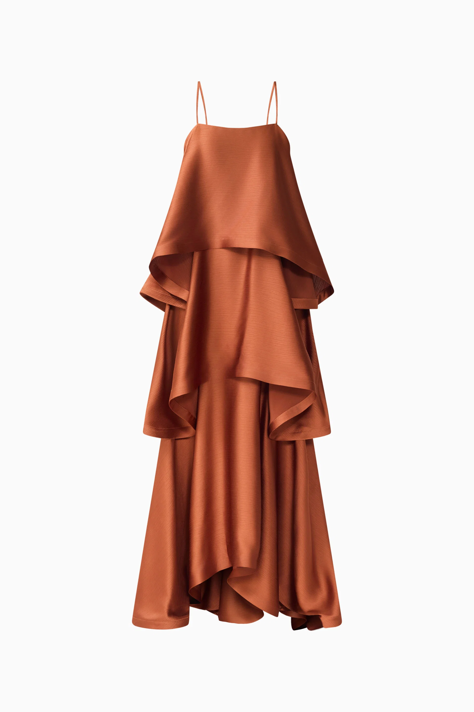 Tilly Tiered Maxi Dress in Chestnut Brown
