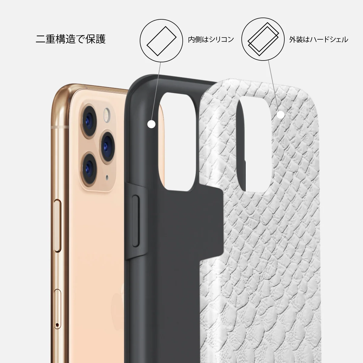 Glacial Desert - White Snakeskin iPhone 11 Pro Max ケース