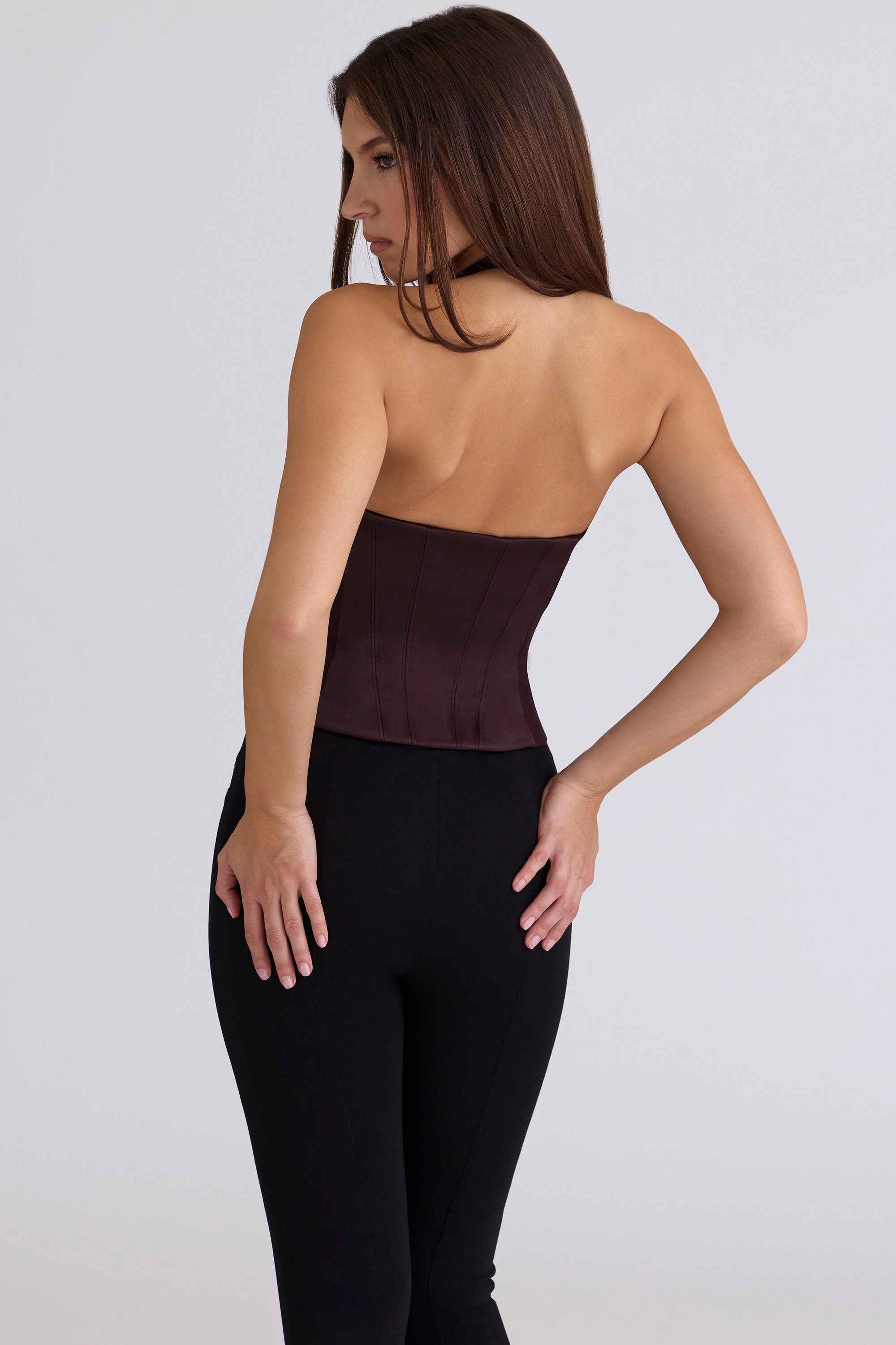 chocolat satin waist cinch corset top