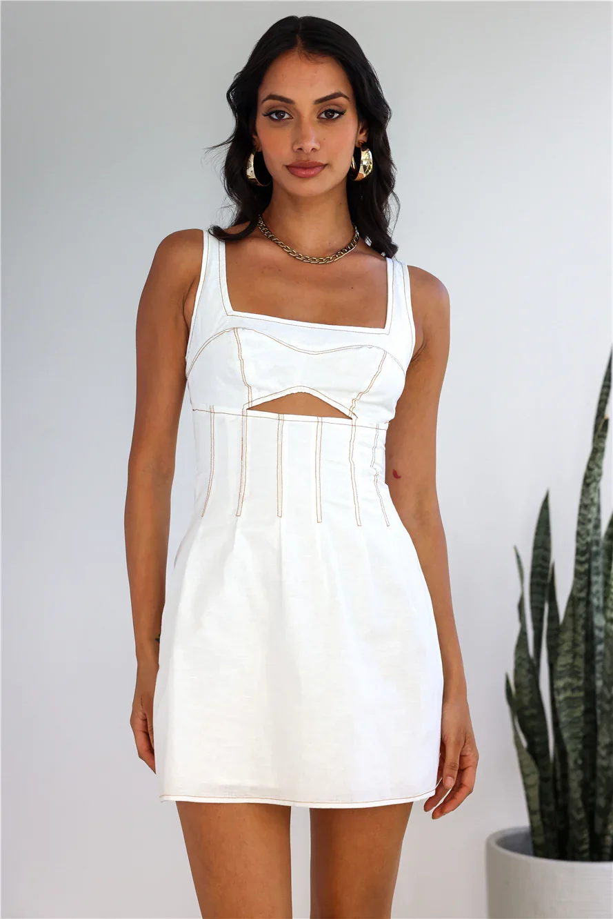 Sea Air Linen Blend Mini Dress White