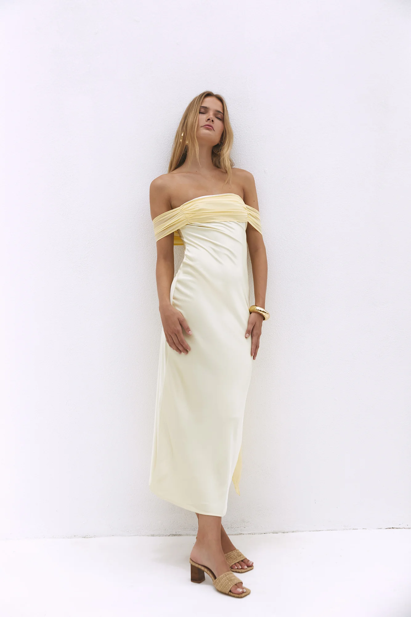 Cleo Cove Strapless Maxi Dress Butter Yellow - luluinthesky
