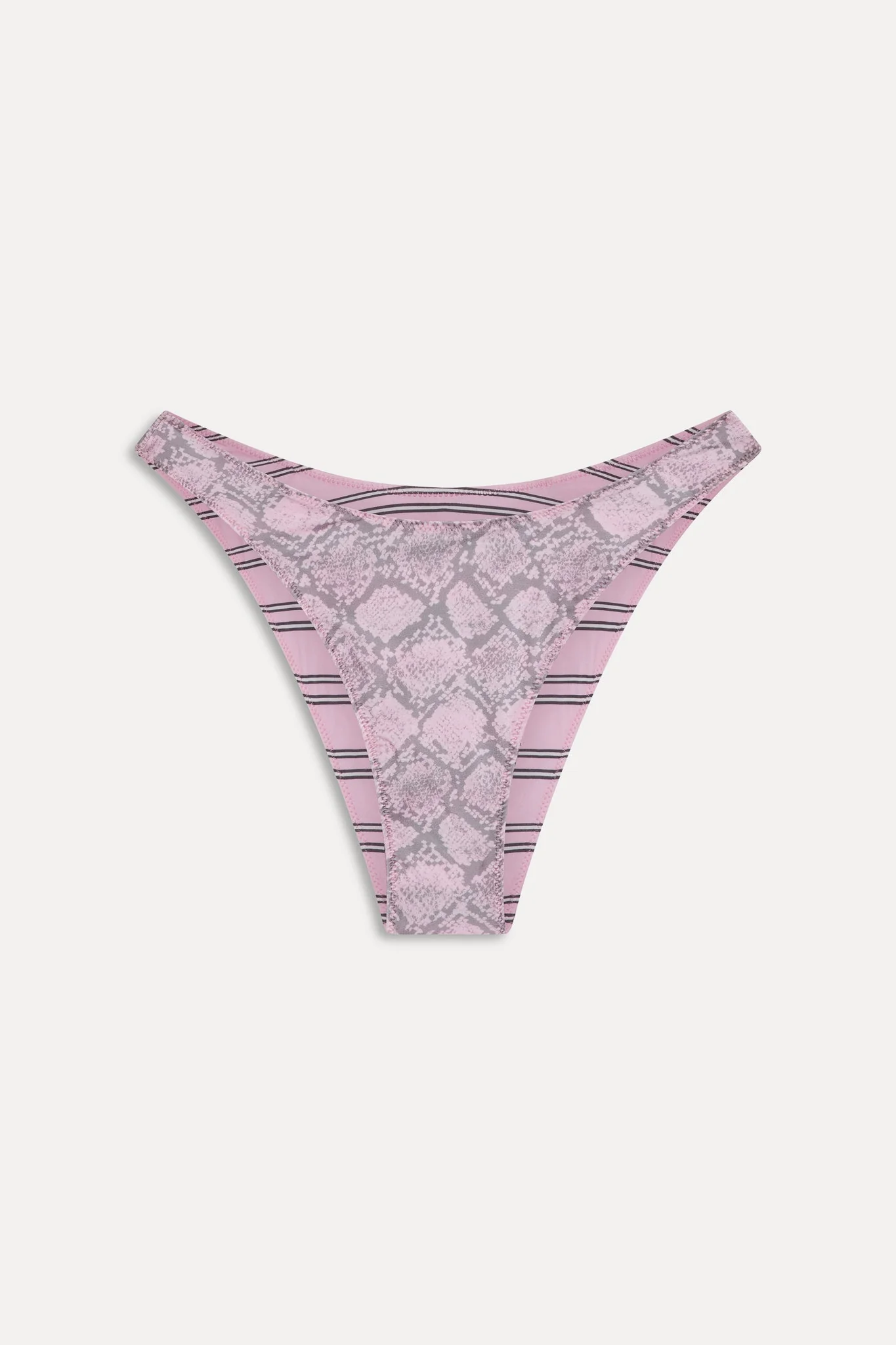 Dove Reversible Satin Bikini Bottom - Pink Stripe