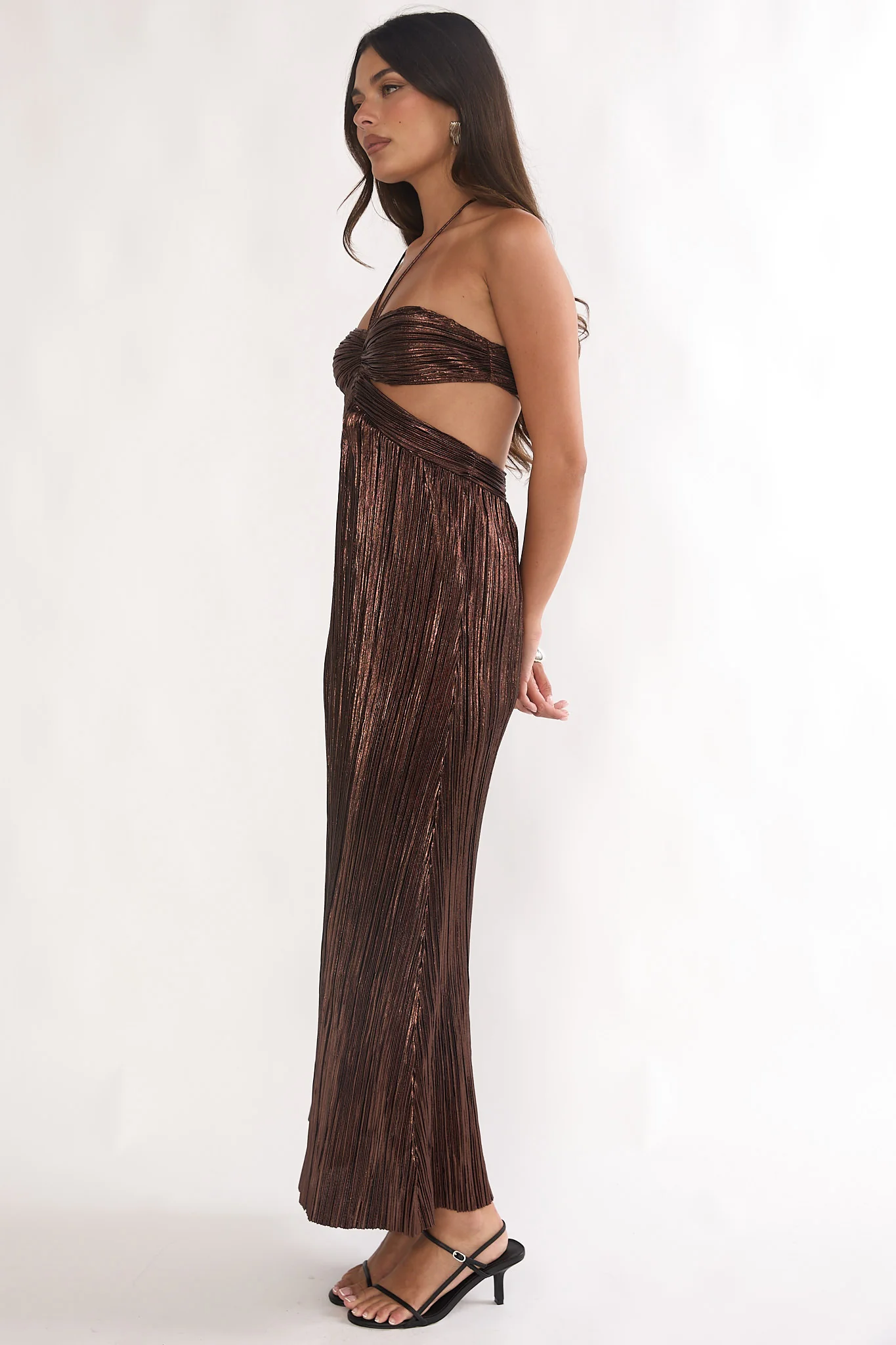 Isle Cut-Out Halterneck Maxi Dress Gold