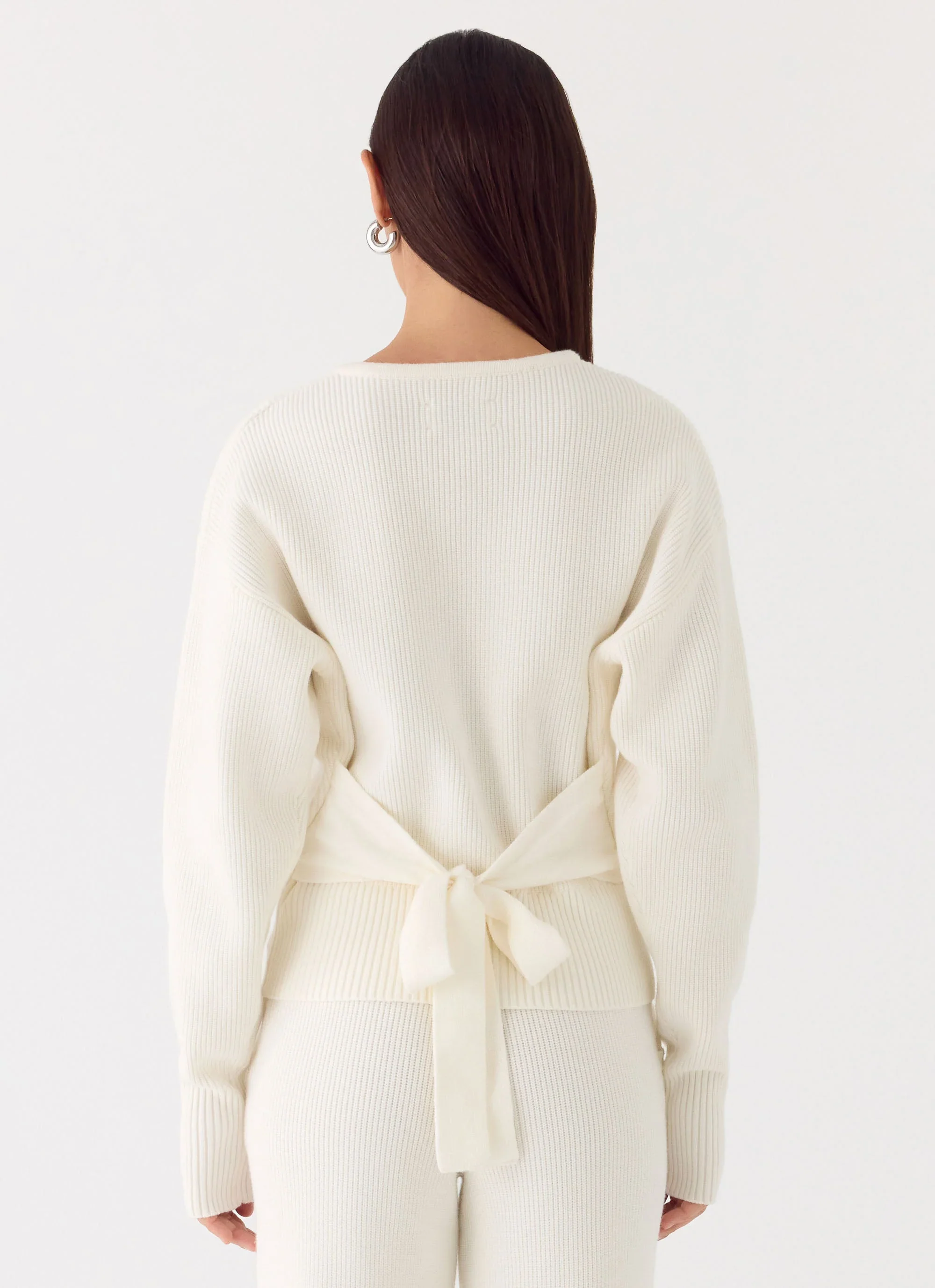 Harrison Cinched Knit Cardigan - Ivory