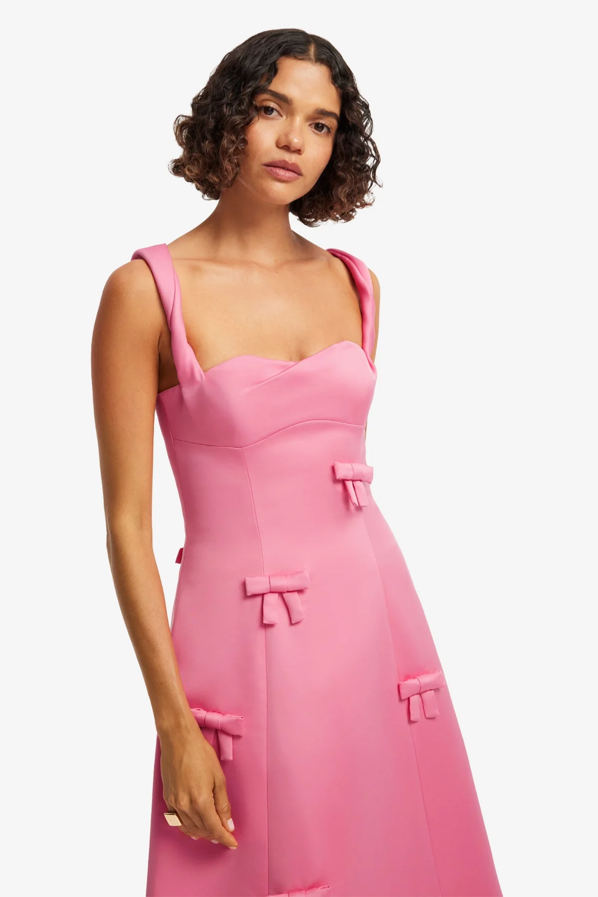 Beatrice Bow Midi Dress - Fuchsia