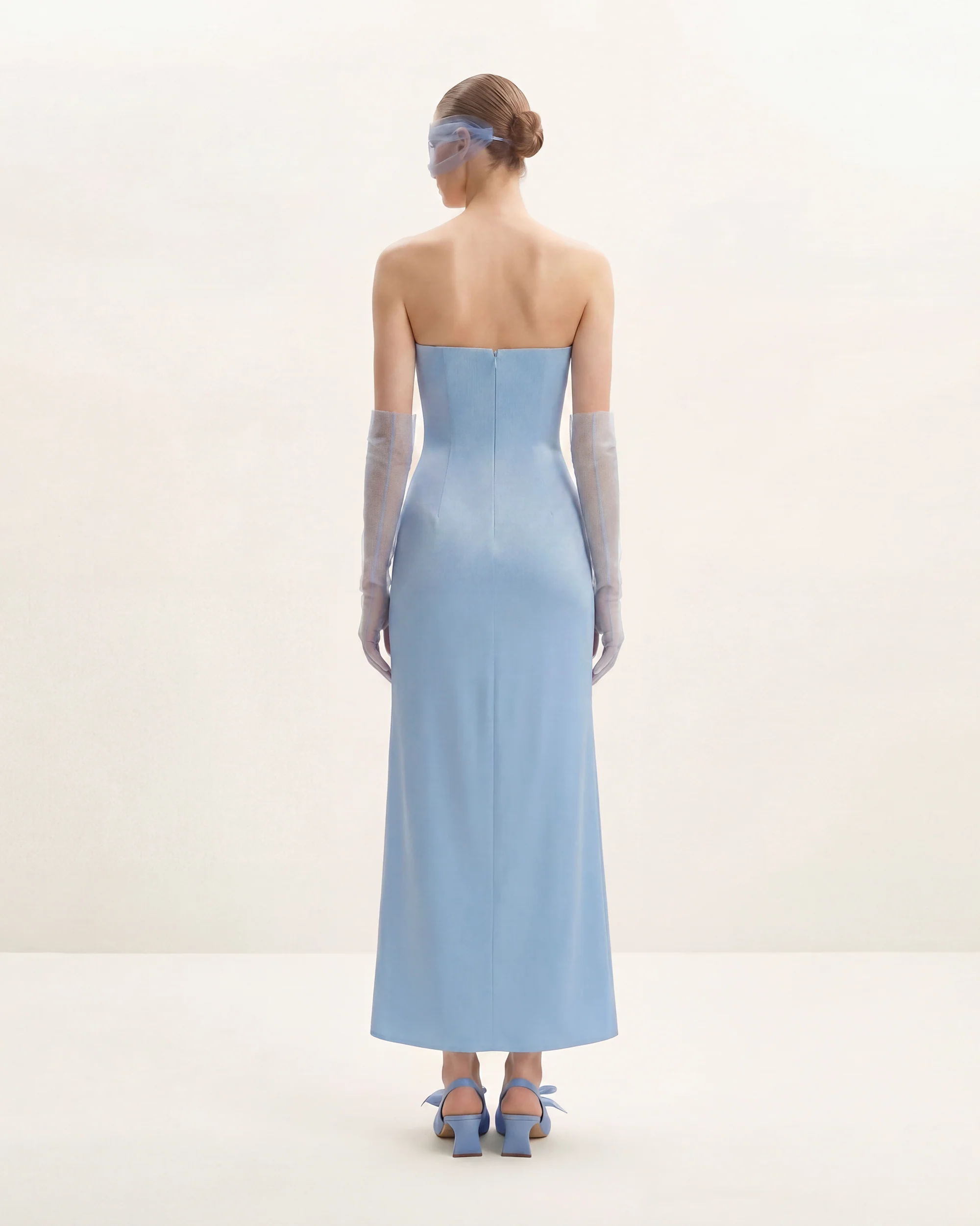 Floral Embroidered Long Dress - Blue - FASHION NOB