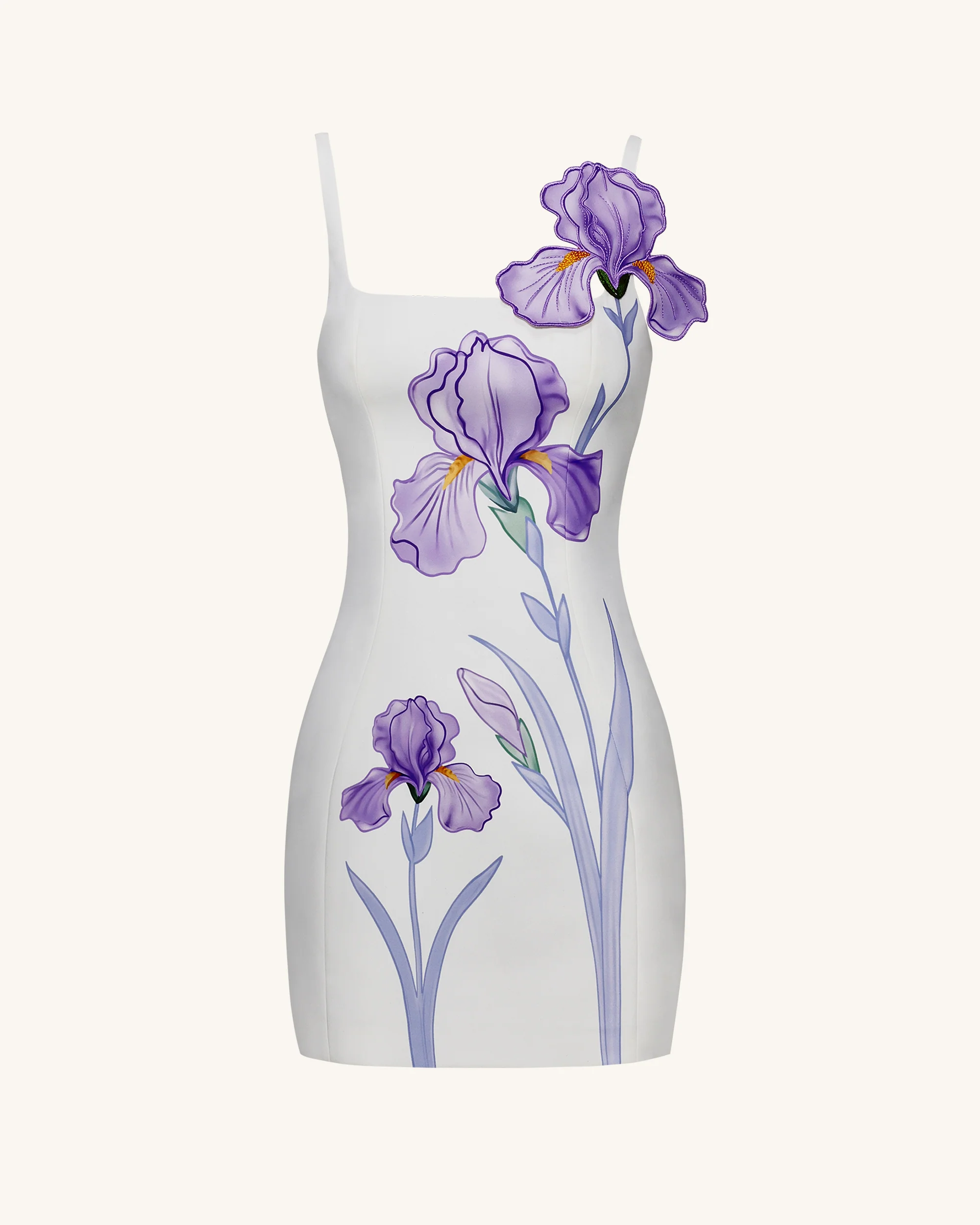Iris Floral Print Strappy Bodycon Mini Dress - White