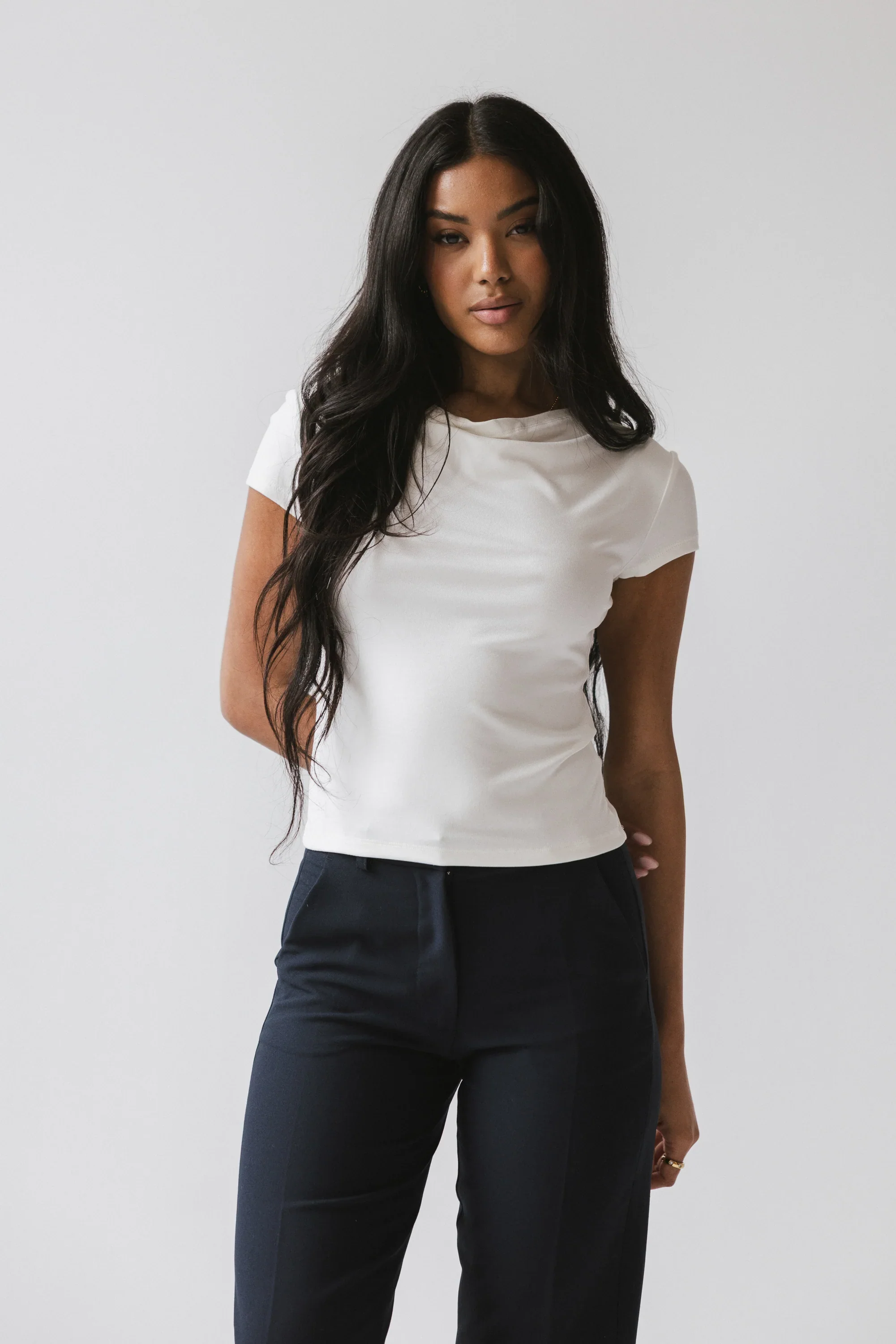 Paula Cowl Neck Top in White