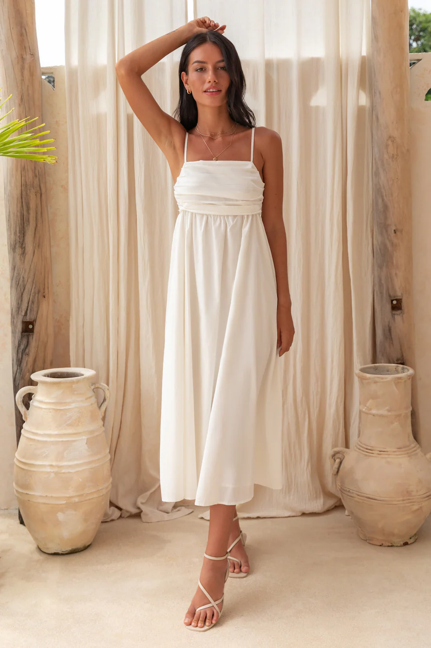 Dreamscapes Midi Dress White - luluinthesky