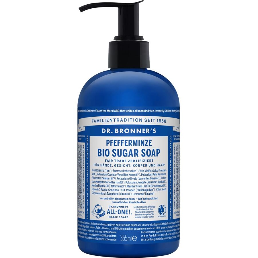 Dr. Bronner's Mydła w płynie Organiczne mydło cukrowe z miętą pieprzową