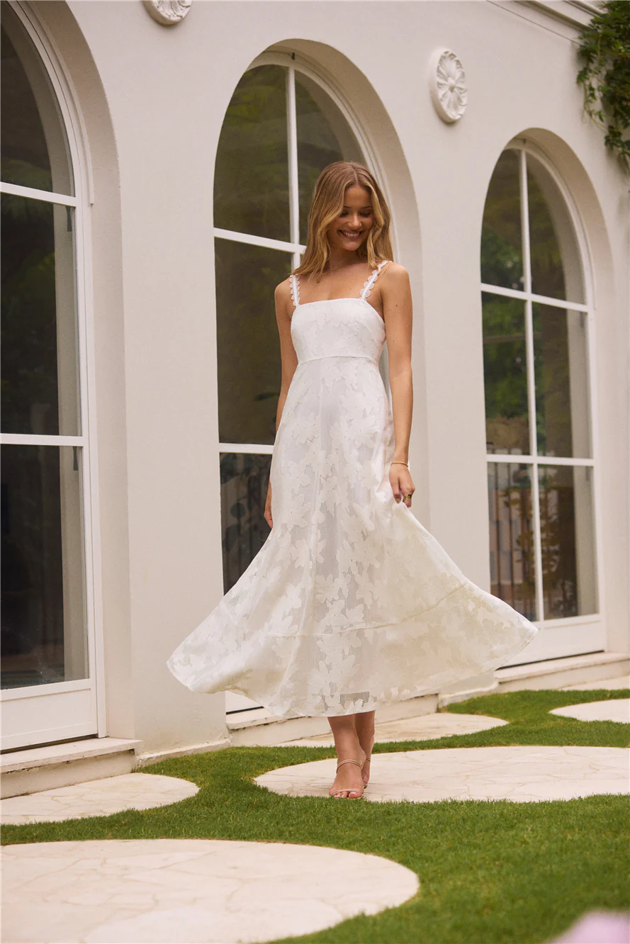 Garden Romance Midi Dress White - luluinthesky