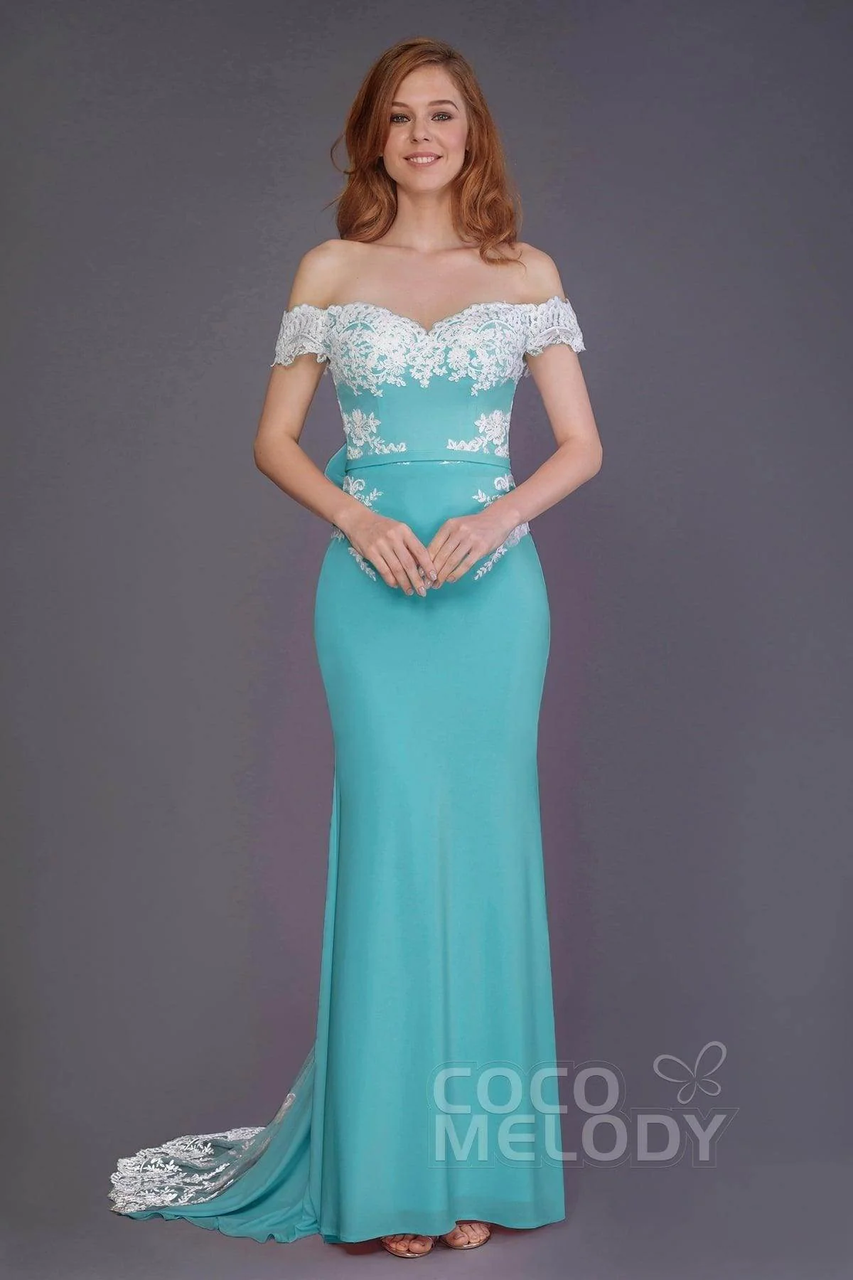 Mermaid Sweep Train Knitted Fabric Bridesmaid Dress PR3491