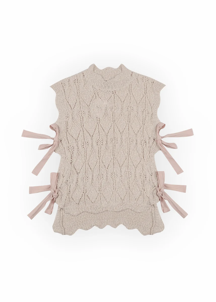 Sleeveless Side-Tie Crochet Knit Top