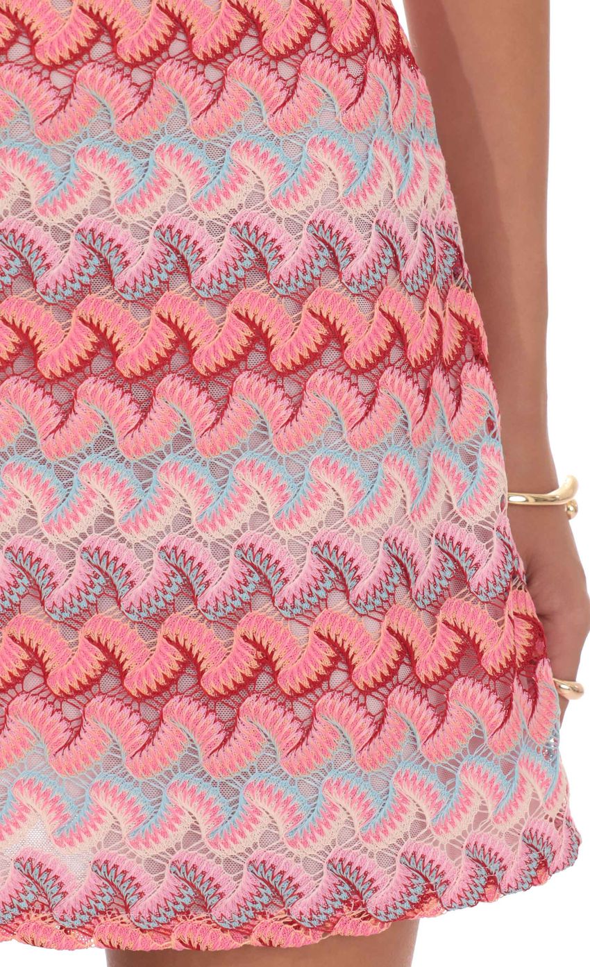 Scalloped Pattern Lace Mini Dress in Pink - luluinthesky