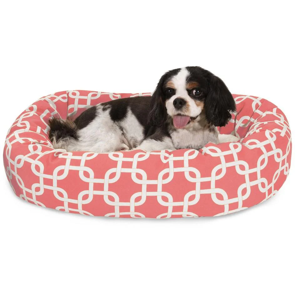 Links Cotton Sherpa Bagel Dog Bed Coral