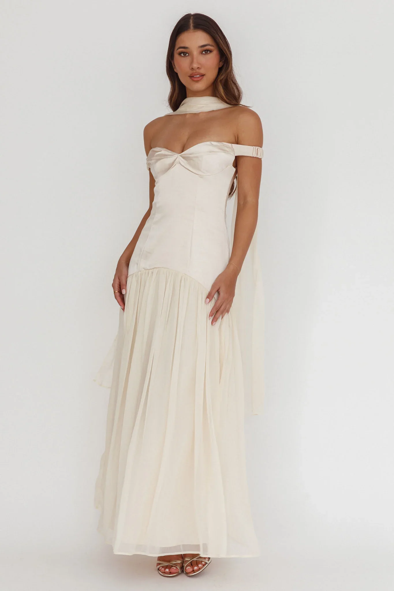 Kaycee Drop Waist Maxi Dress Champagne