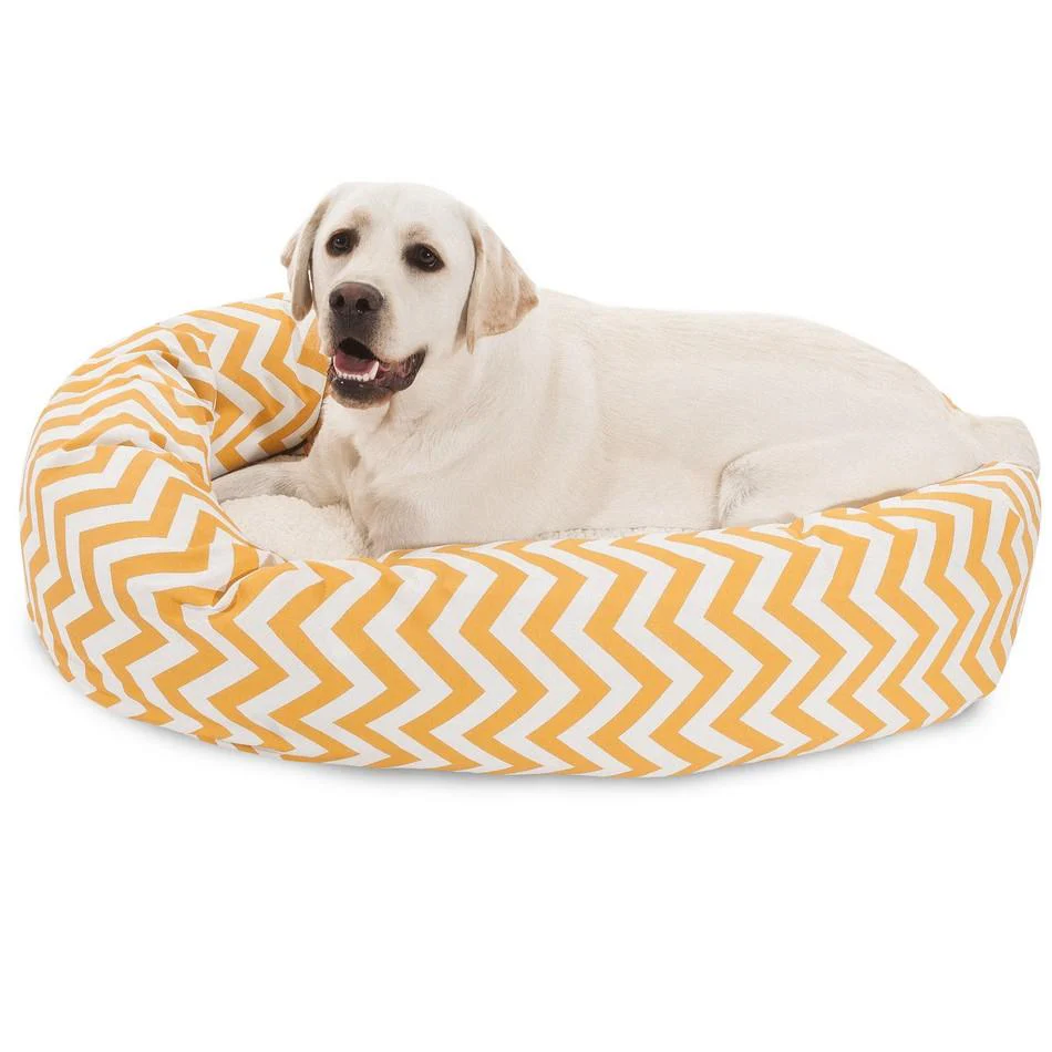 Chevron Sherpa Bagel Dog Bed