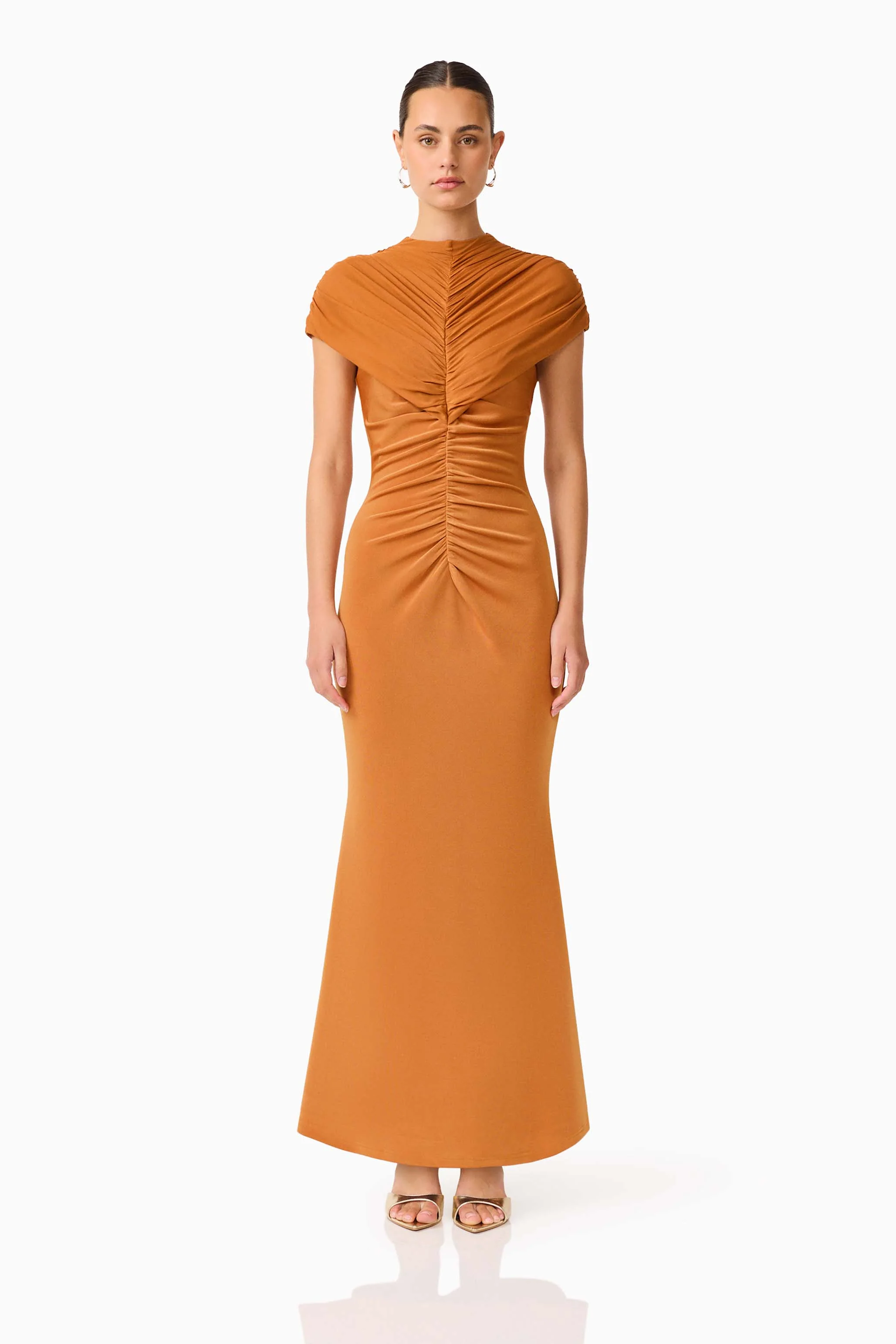 CURAAE Roya Maxi Dress in Caramel Brown