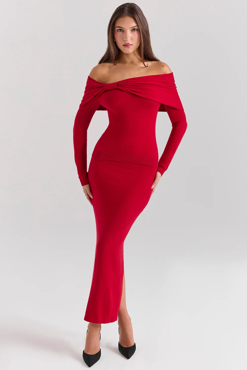 Holly Red Cashmere Blend Midi Skirt