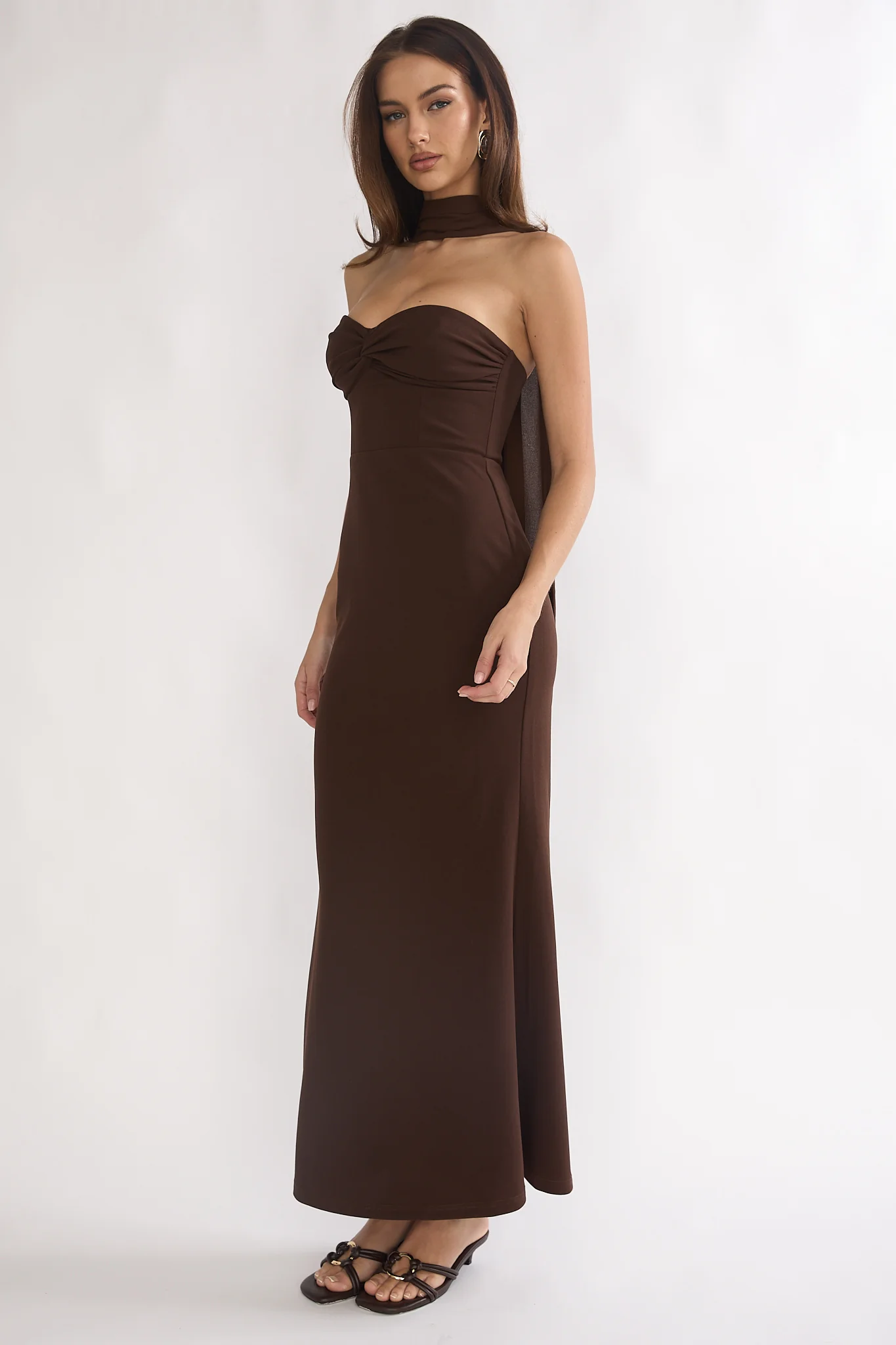 Of The Night Twist Bust Maxi Dress Chocolate - luluinthesky