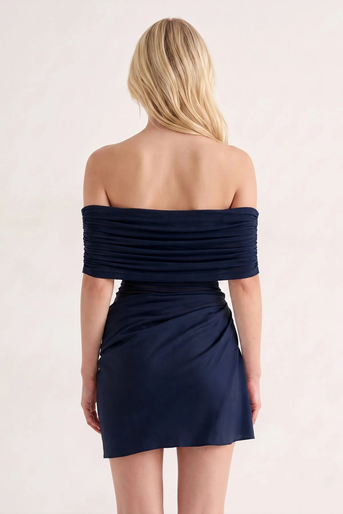 Aqua Off the Shoulder Sheath Ruched Tulle Homecoming Dress
