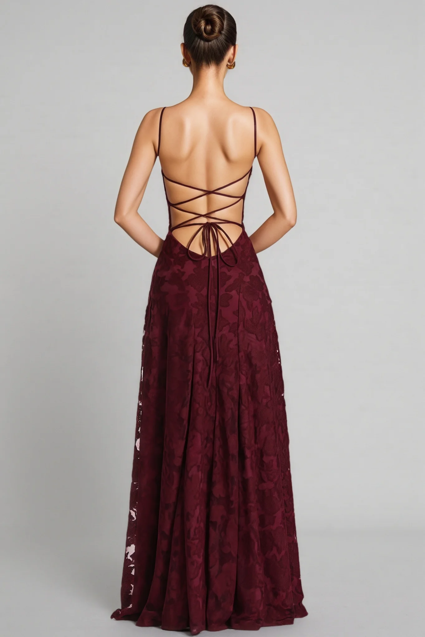Liralk Red Strapless Mesh Maxi Dress