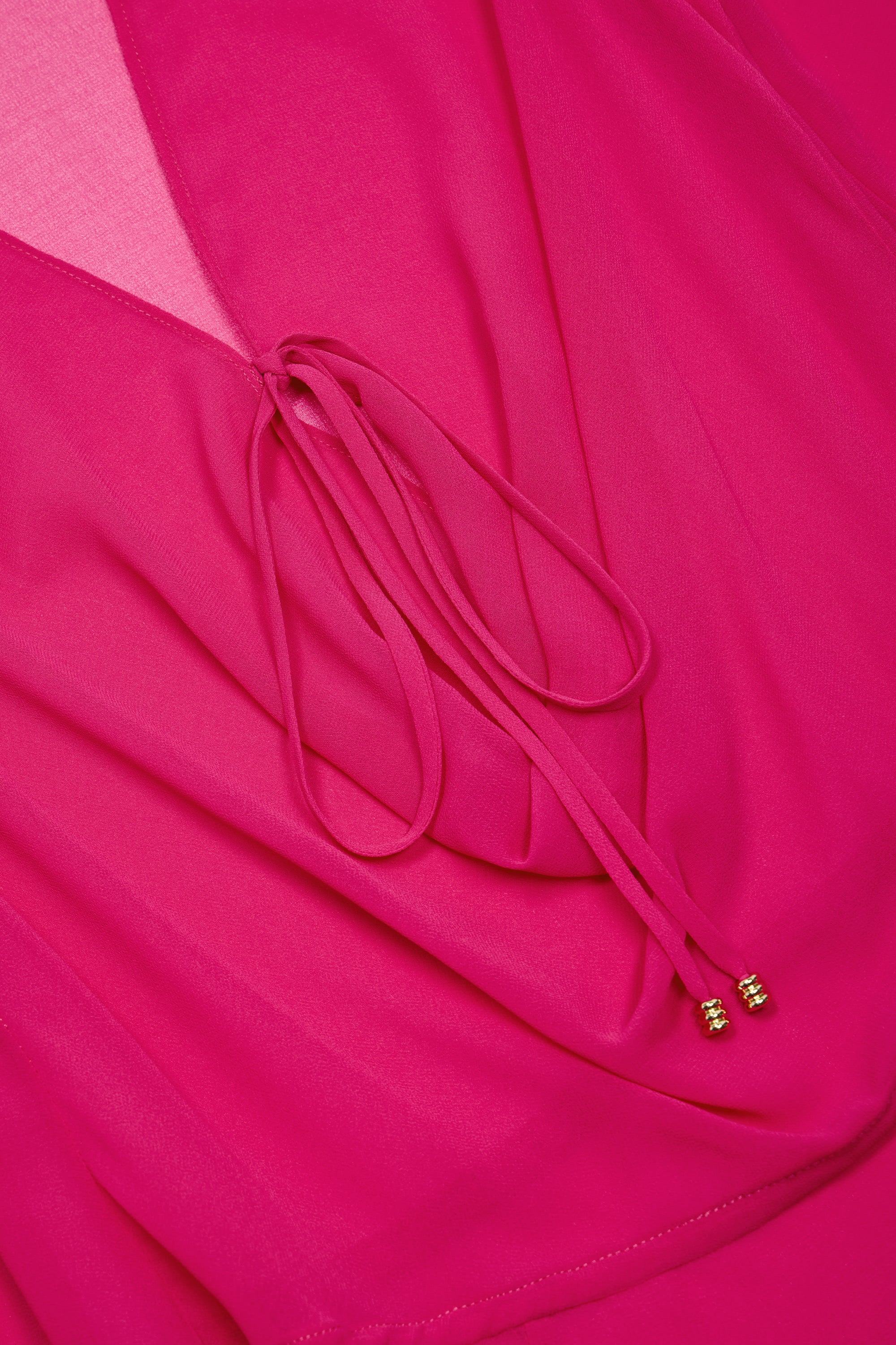 Cowl-Neck Mini Dress in Fuchsia Pink