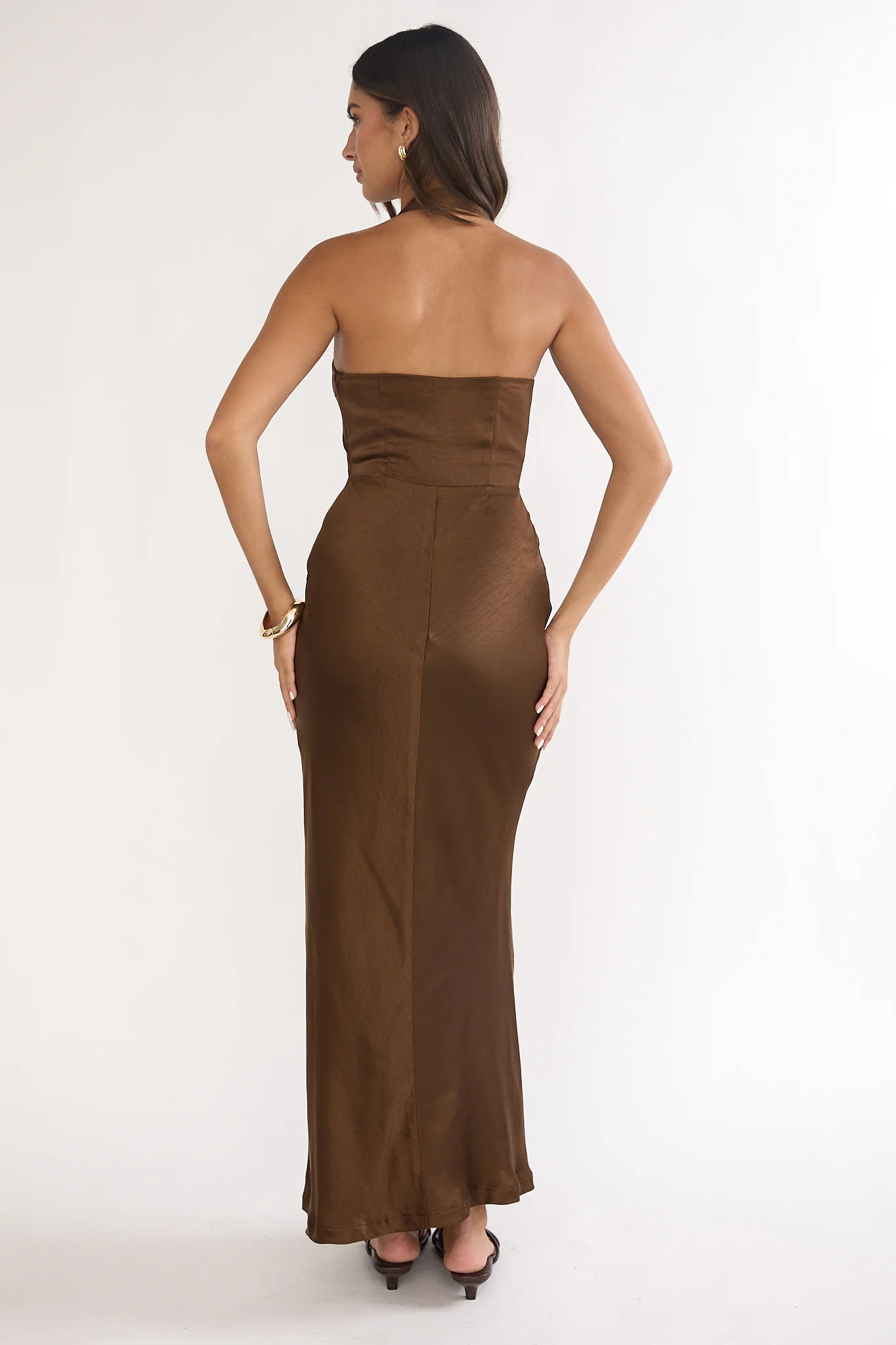 Girl's Night Halterneck Maxi Dress Chocolate