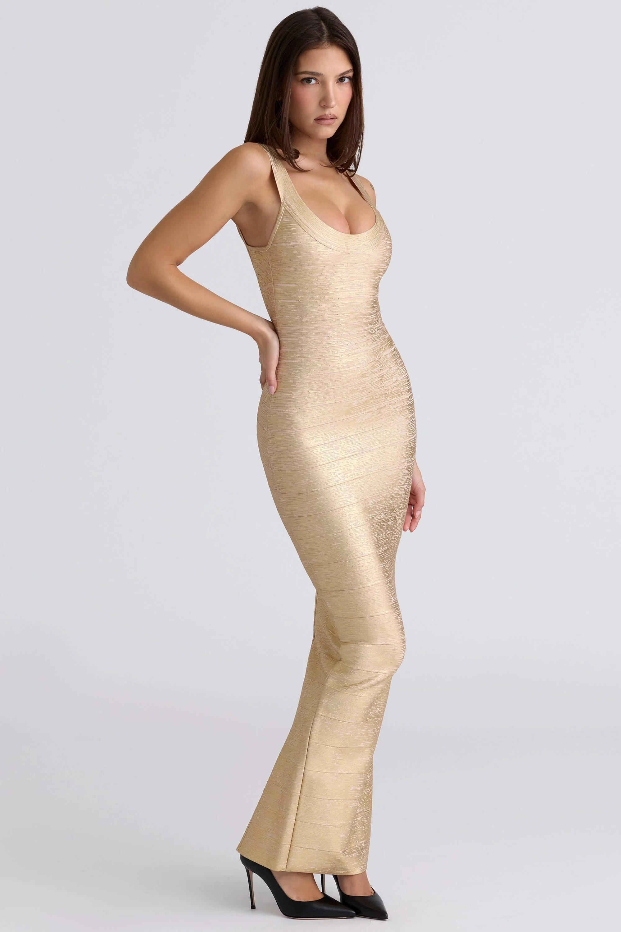 gold bandage maxi dress