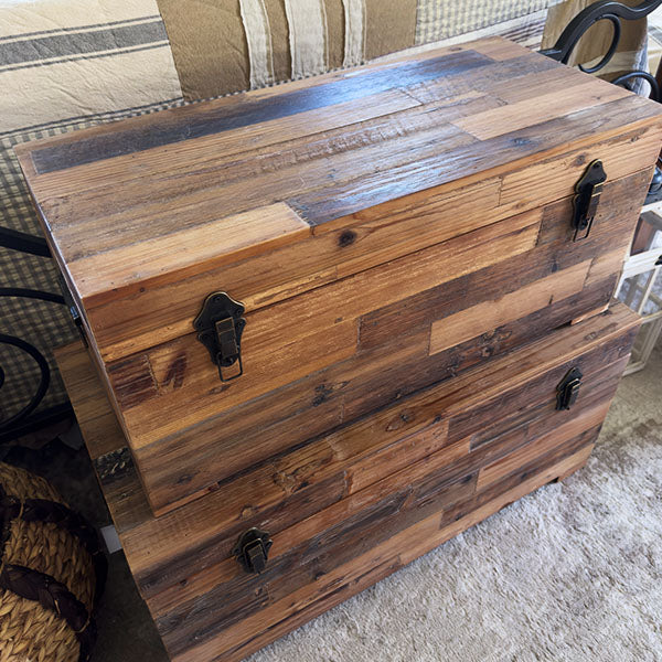 Rustic Reclaimed Wood Chests, Set of 2