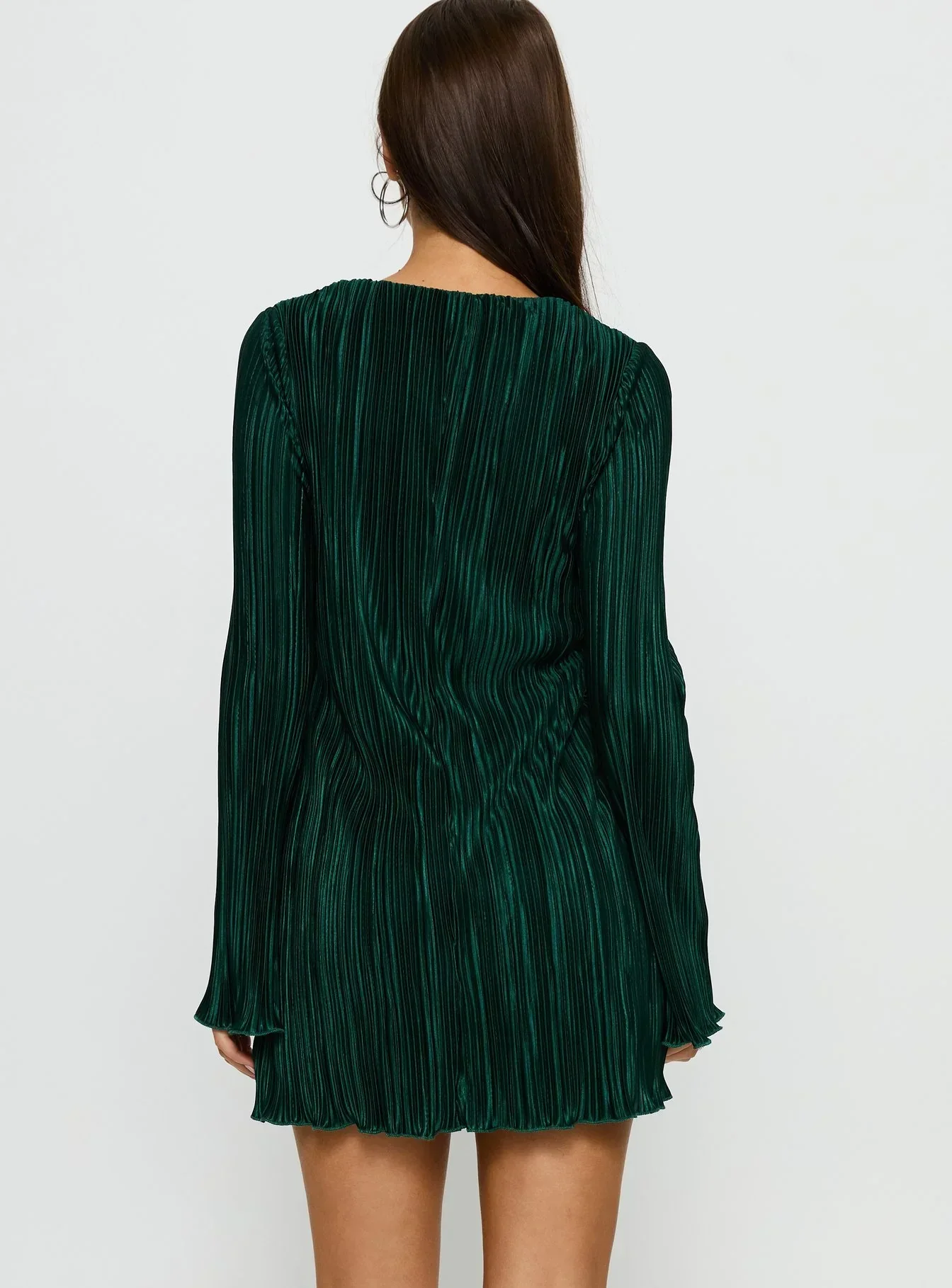 Malop Long Sleeve Mini Dress Emerald - luluinthesky