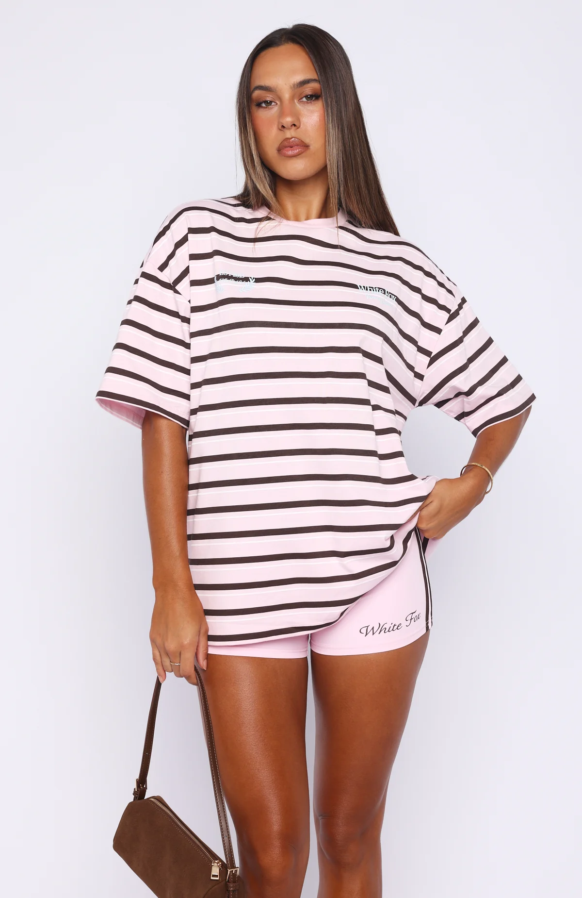 Verano Sixteen Viola Oversized Tee Pink Stripe