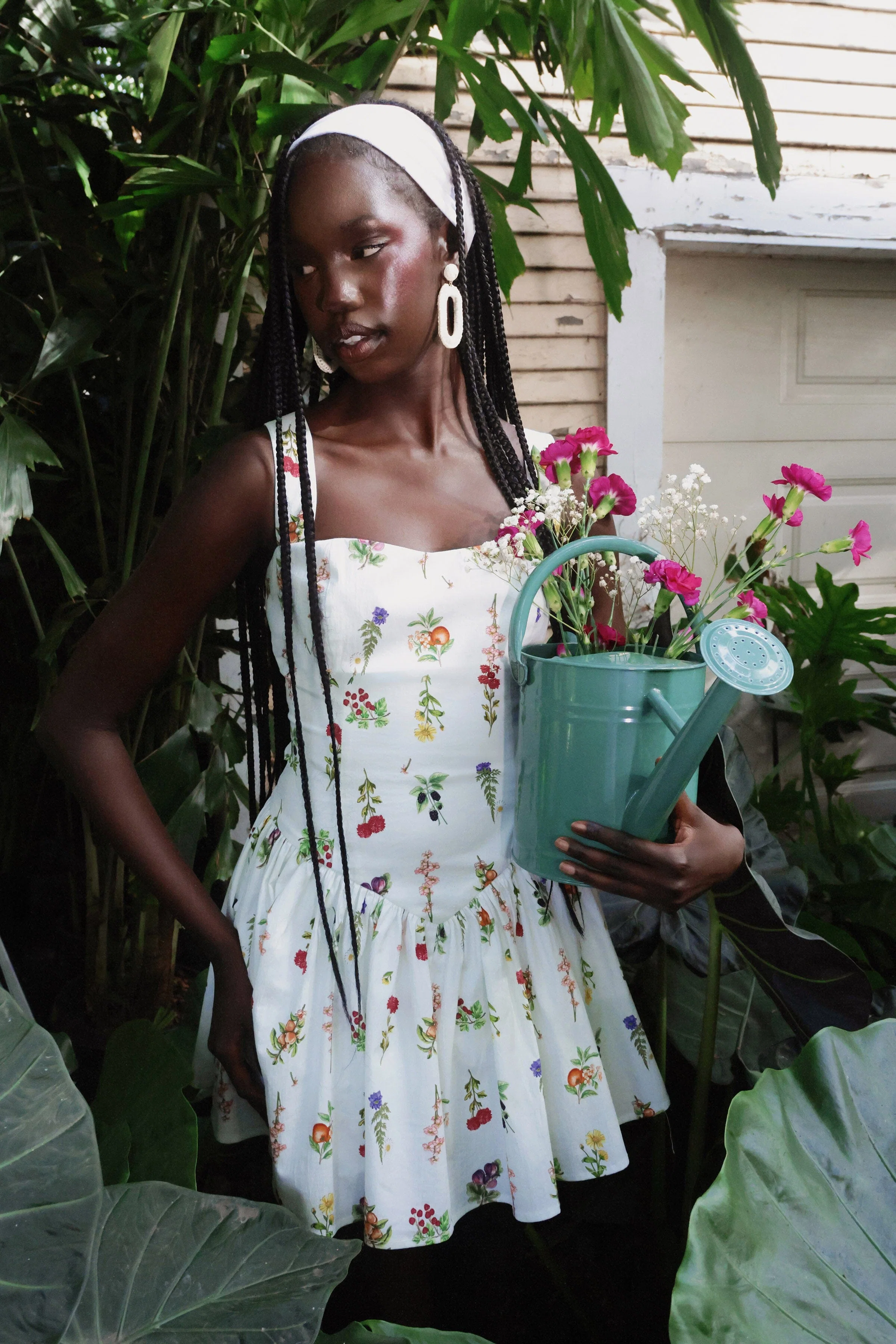 Wildflower Print Stretch Cotton Romper Dress