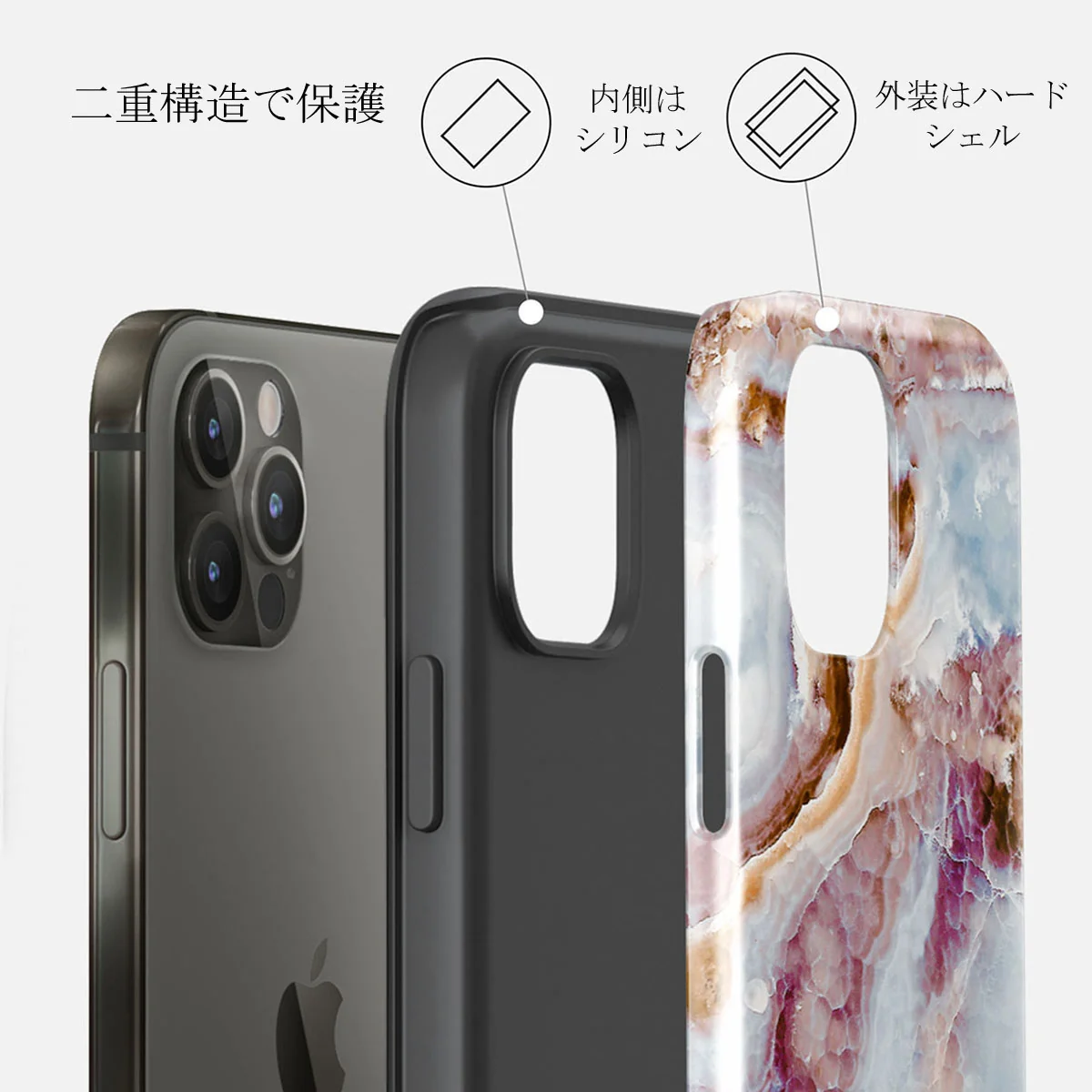 Frozen Leaves - Cute Marble iPhone 12 Pro ケース