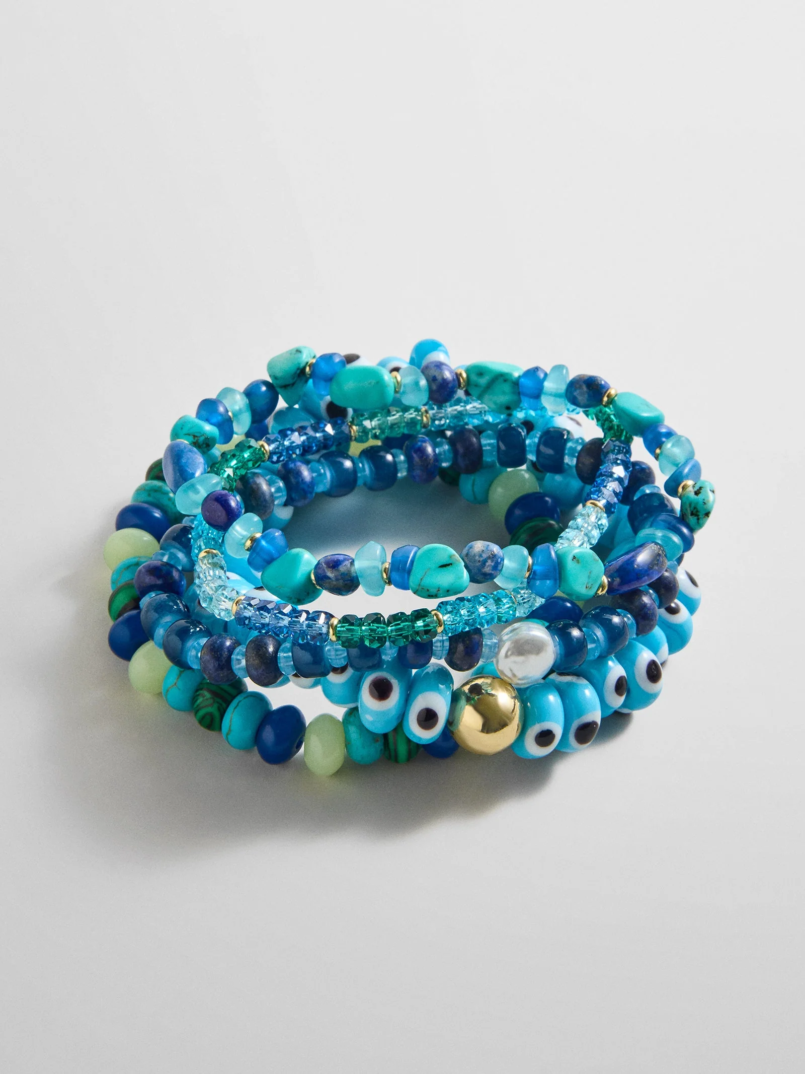 Darcy Semi-Precious Beaded Bracelet Set - Blue