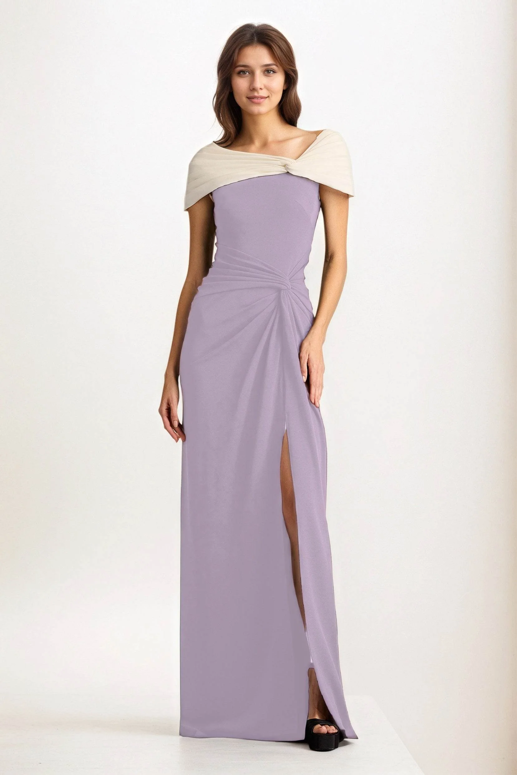 Sheath-Column Maxi Chiffon Wedding Guest Dress CG0279