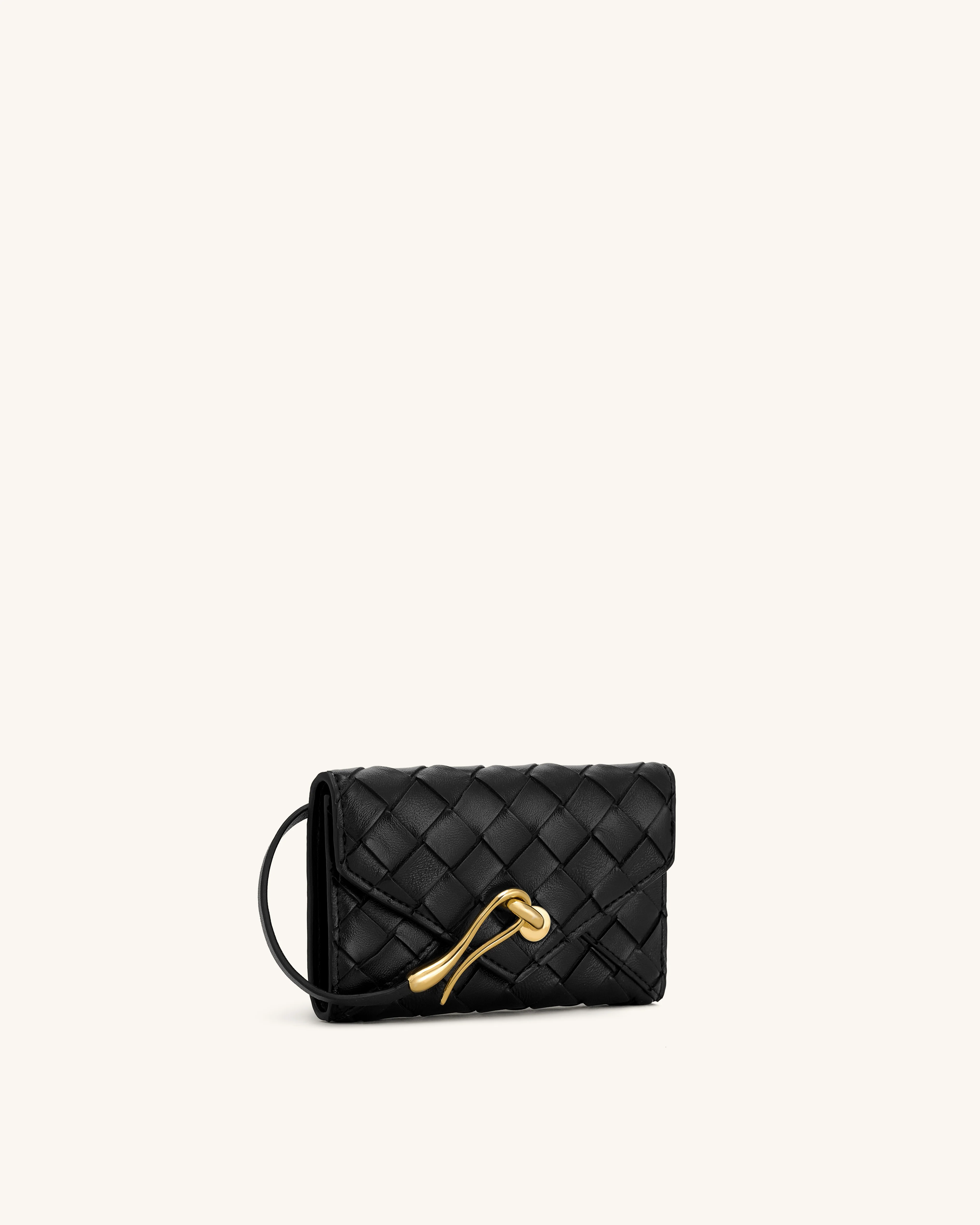 Celeste Woven Textured Envelope Wallet - Black