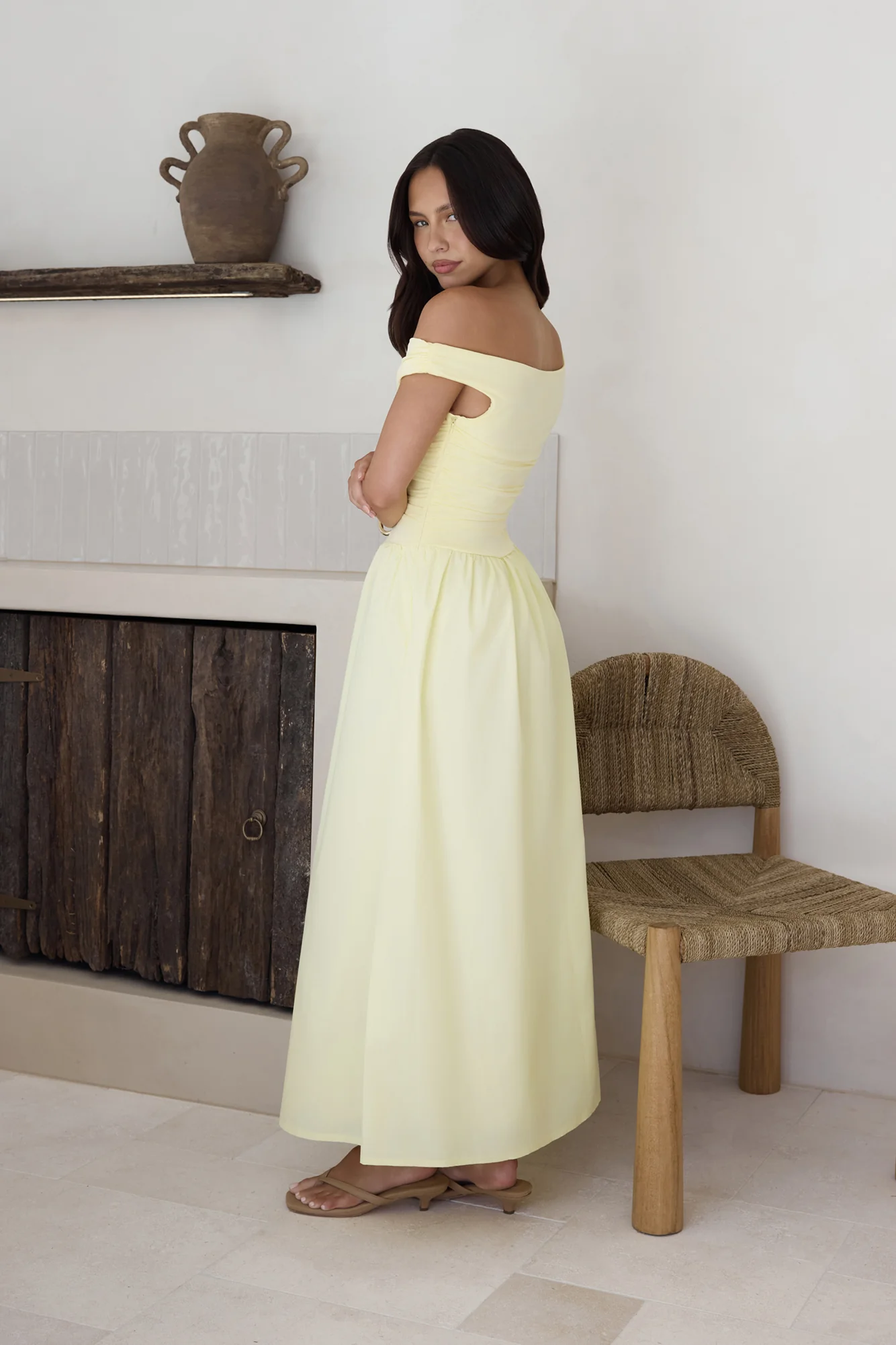 Days Of The Sun Off Shoulder Maxi Dress Yellow - luluinthesky