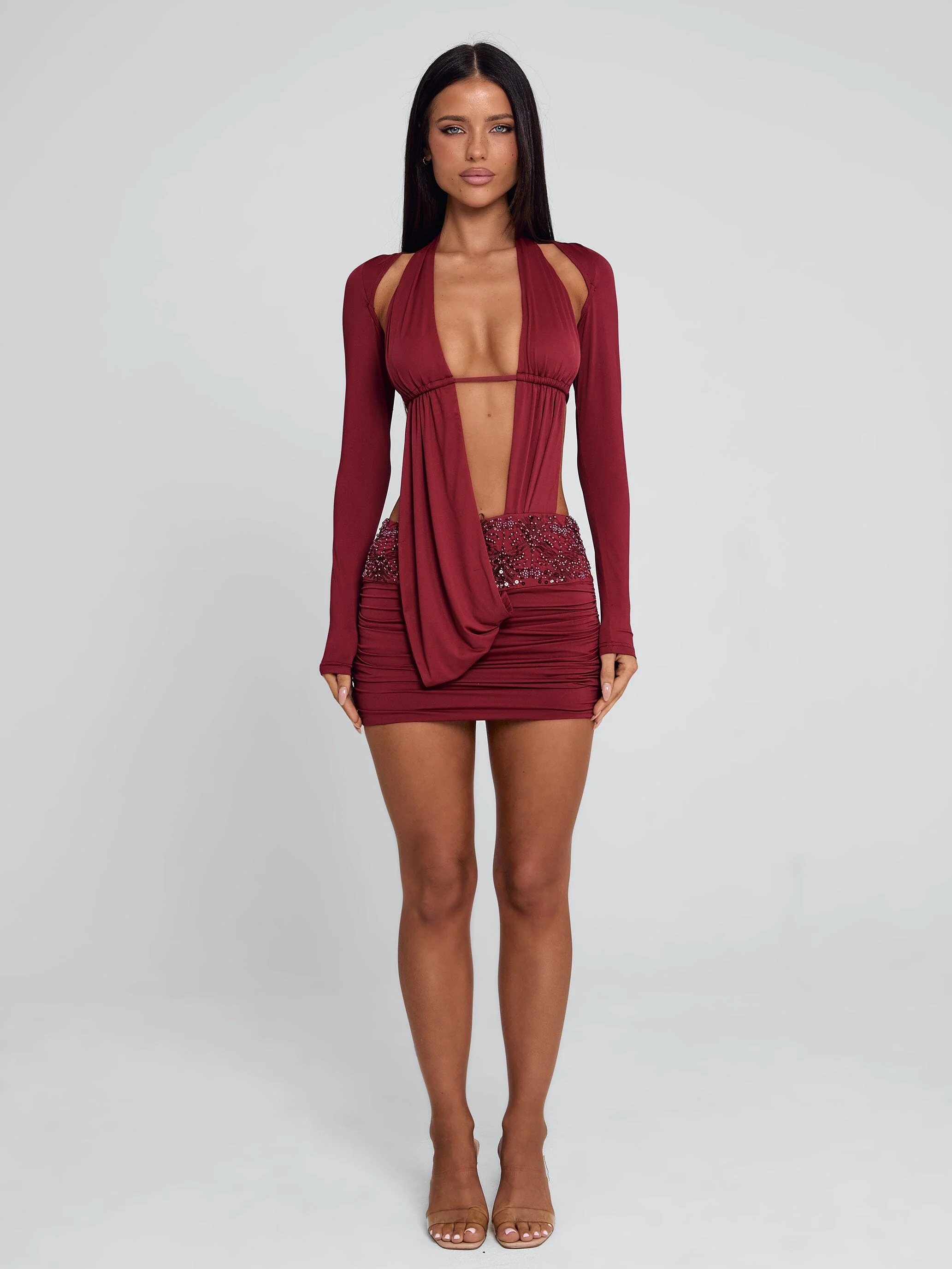 Venari Mini Dress Burgundy