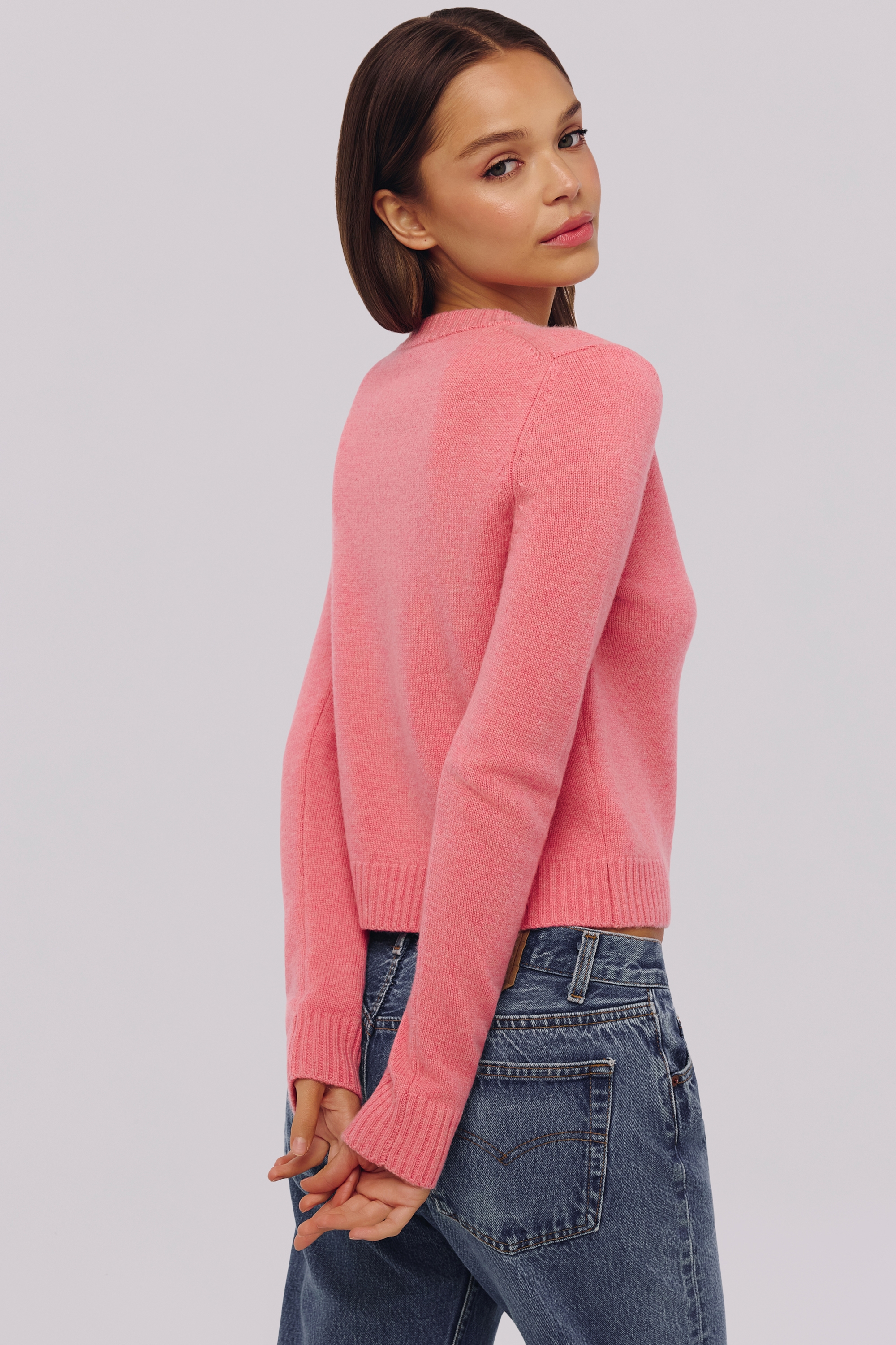 Raspberry Cashmere + Merino Wool Cardigan