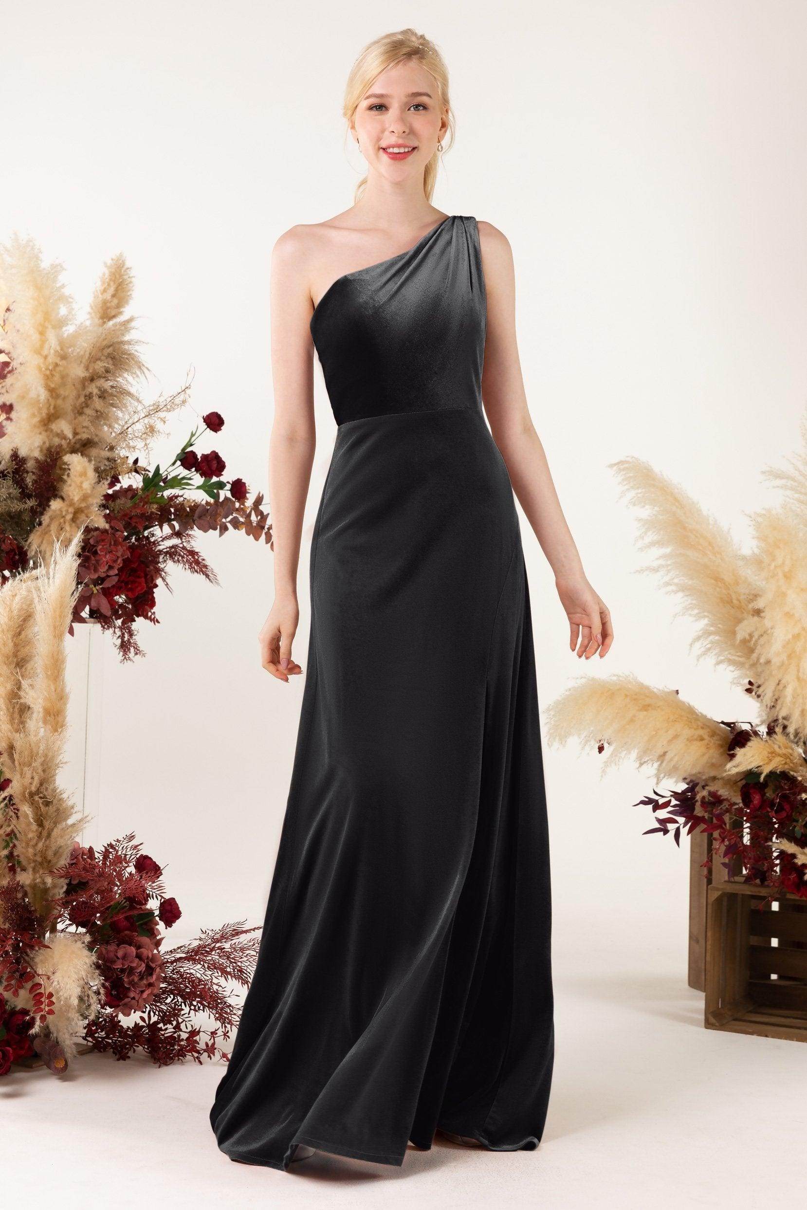 Sheath Sweep-Brush Train Velvet Bridesmaid Dress Formal Dresses CB0537