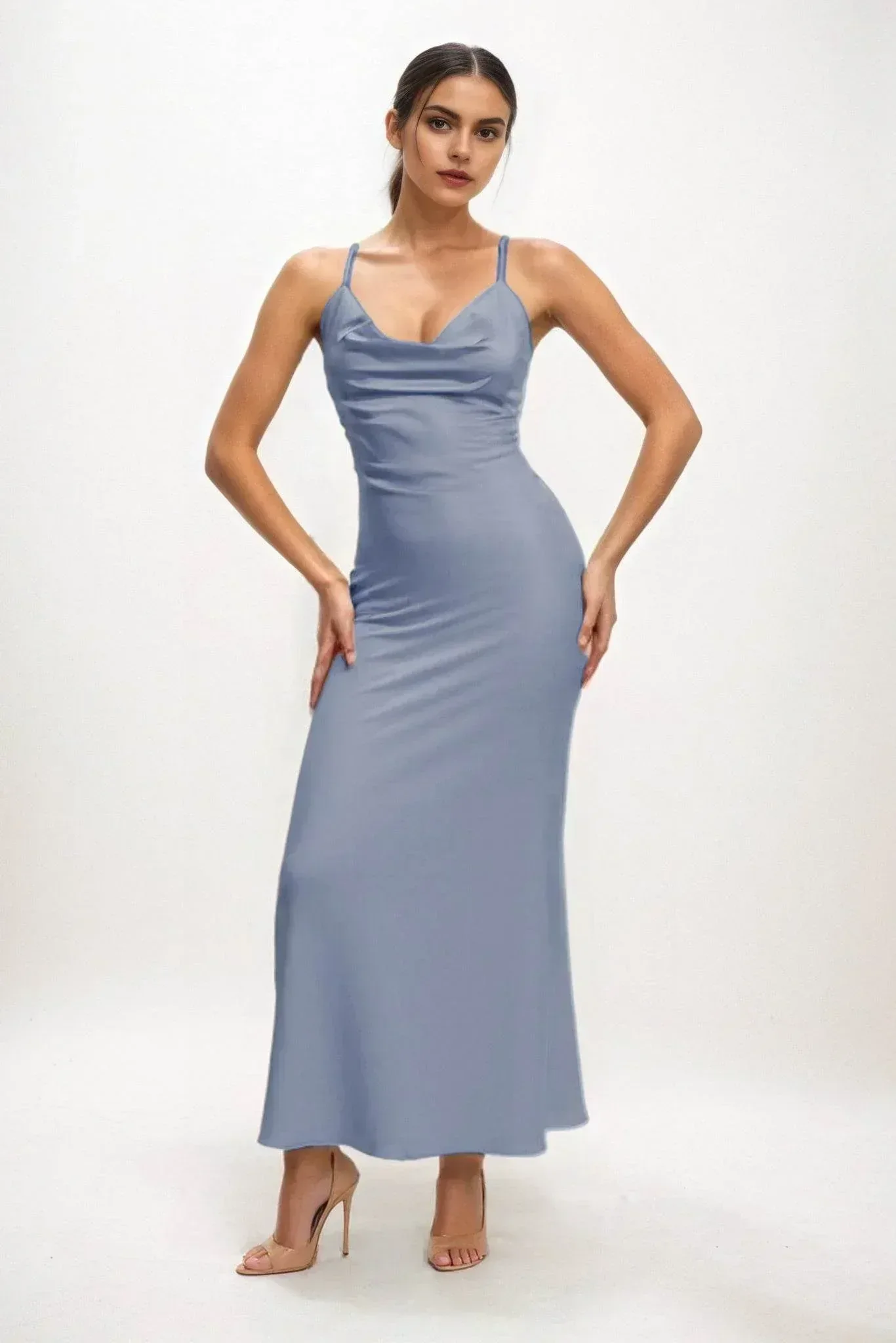 Sheath-Column Midi Luxe Satin Dress CB0831CS