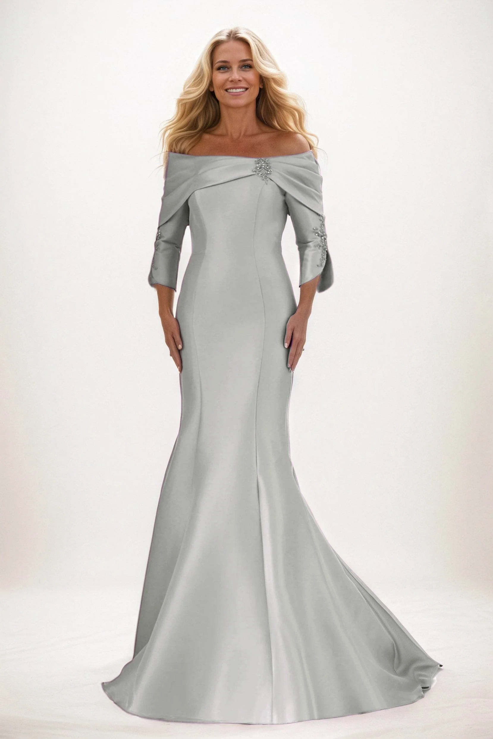 Trumpet-Mermaid Maxi Satin Mother of the Bride Dresses CM0381